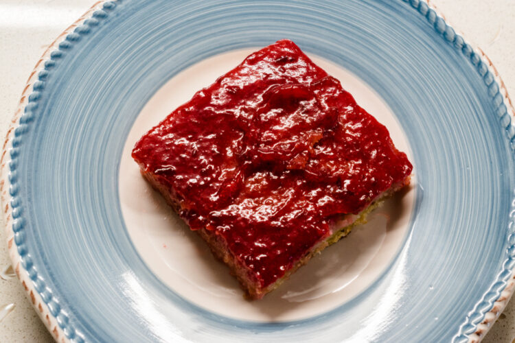 Trilece,Cake,Dessert,With,Red,Plum,Puree,Jam,/,Marmalade.