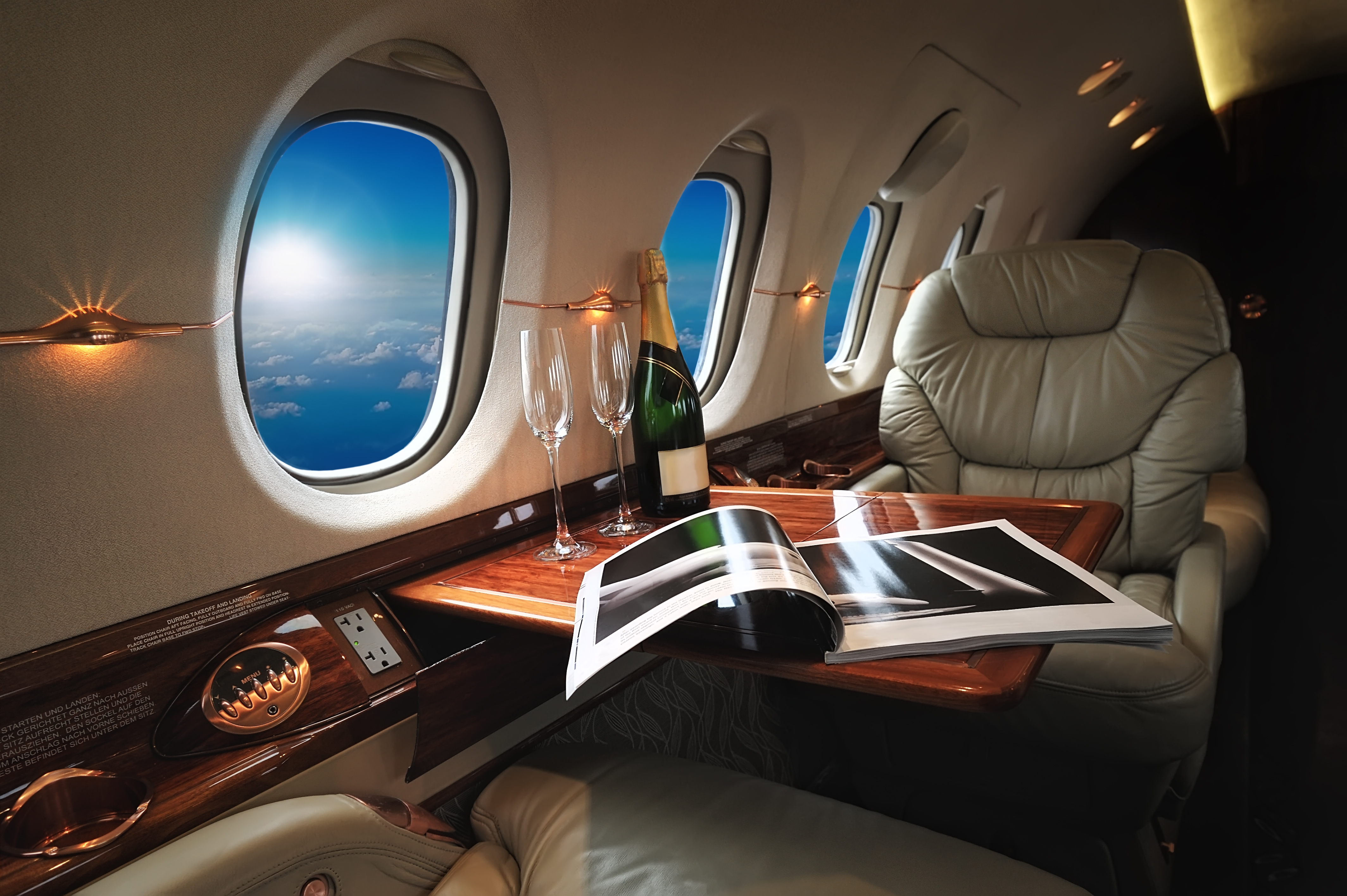 Luxury,Interior,In,The,Modern,Business,Jet,And,Sunlight,At