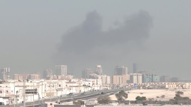 Plumes of smoke seen rising near Lusail Stadium in Qatar
