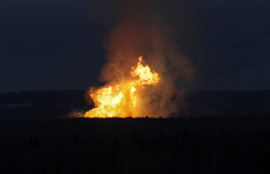 A view shows a fire in Leningrad region