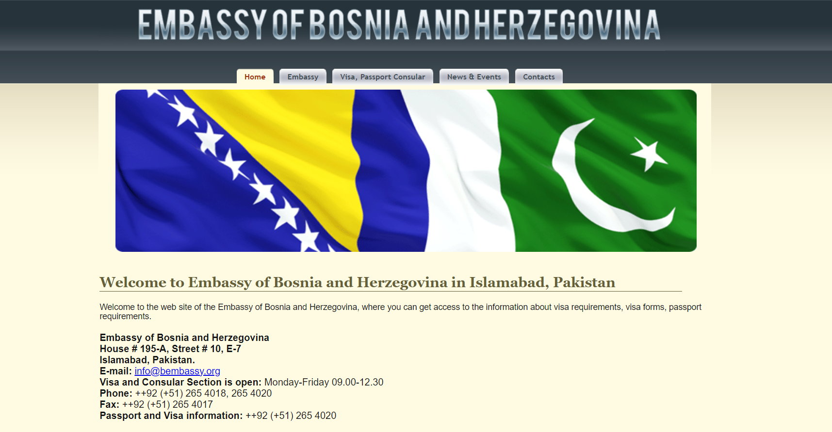 ambasada bih u pakistanu