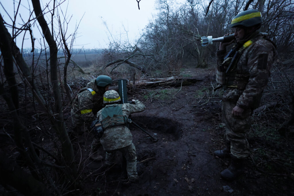 Ukrainian military on New Years eve, in Donetsk region
