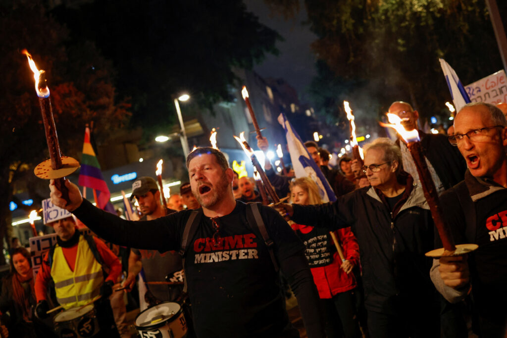Protest against Israel's right-wing government, in Tel Aviv