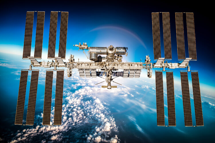 International,Space,Station,Over,The,Planet,Earth.,Elements,Of,This
