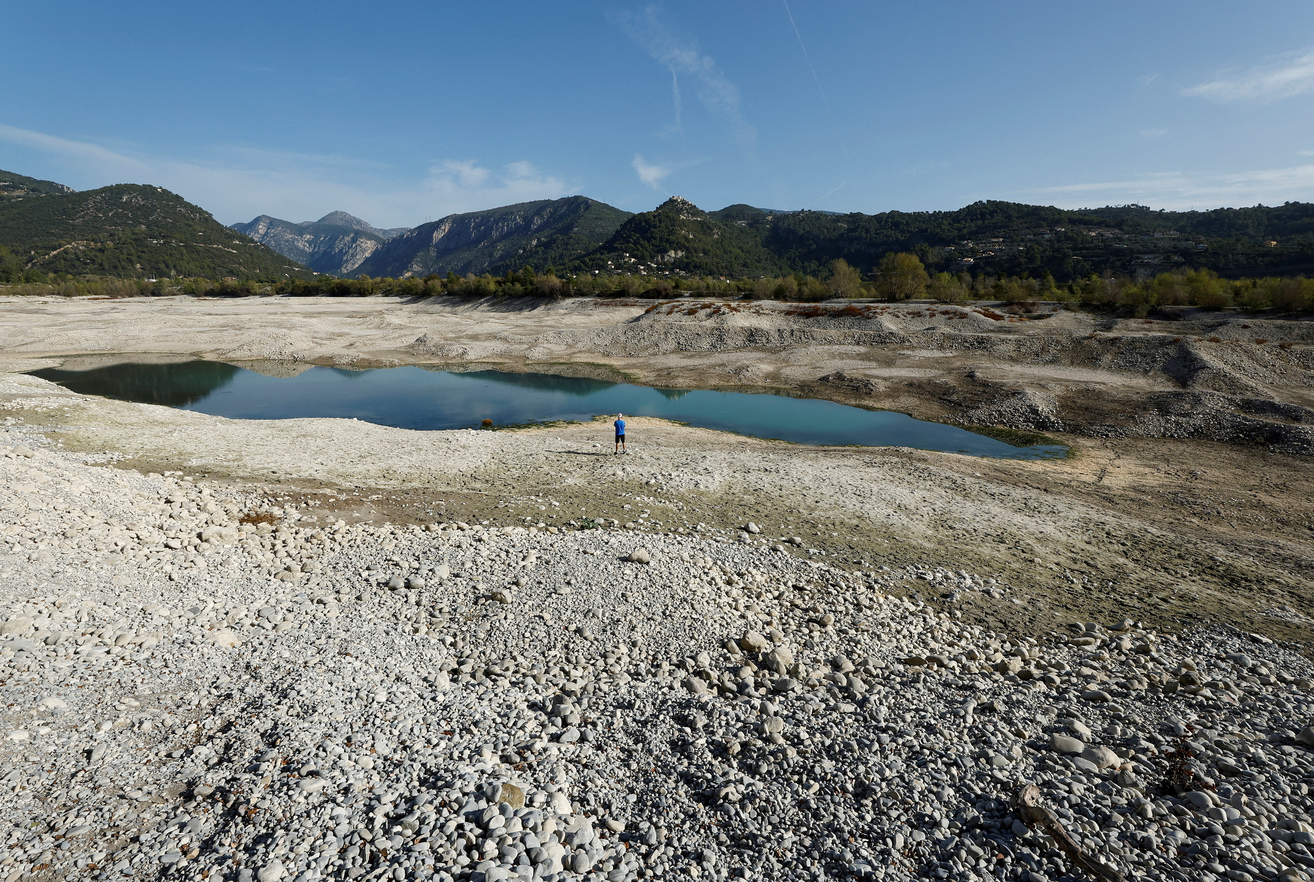 FILE PHOTO: View of the almost dry artificial Broc lake near Nice