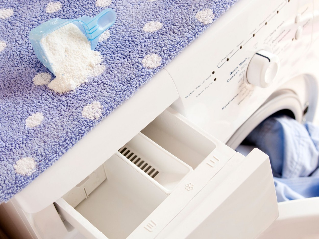 Washing machine with laundry detergent powder for washing concept