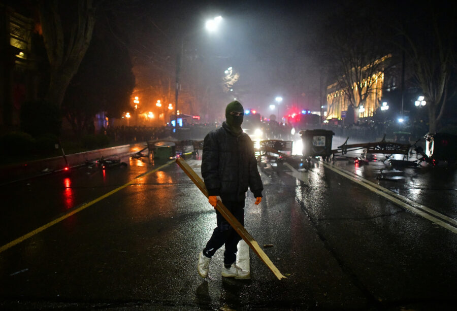 People protest against the "foreign agents" law in Tbilisi