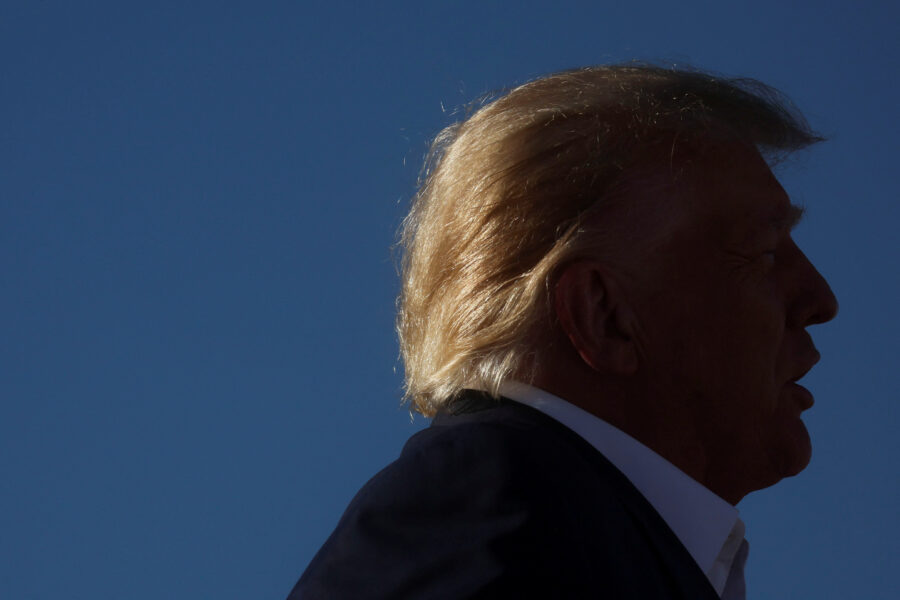 Former U.S. President Donald Trump holds a campaign rally in Waco, Texas