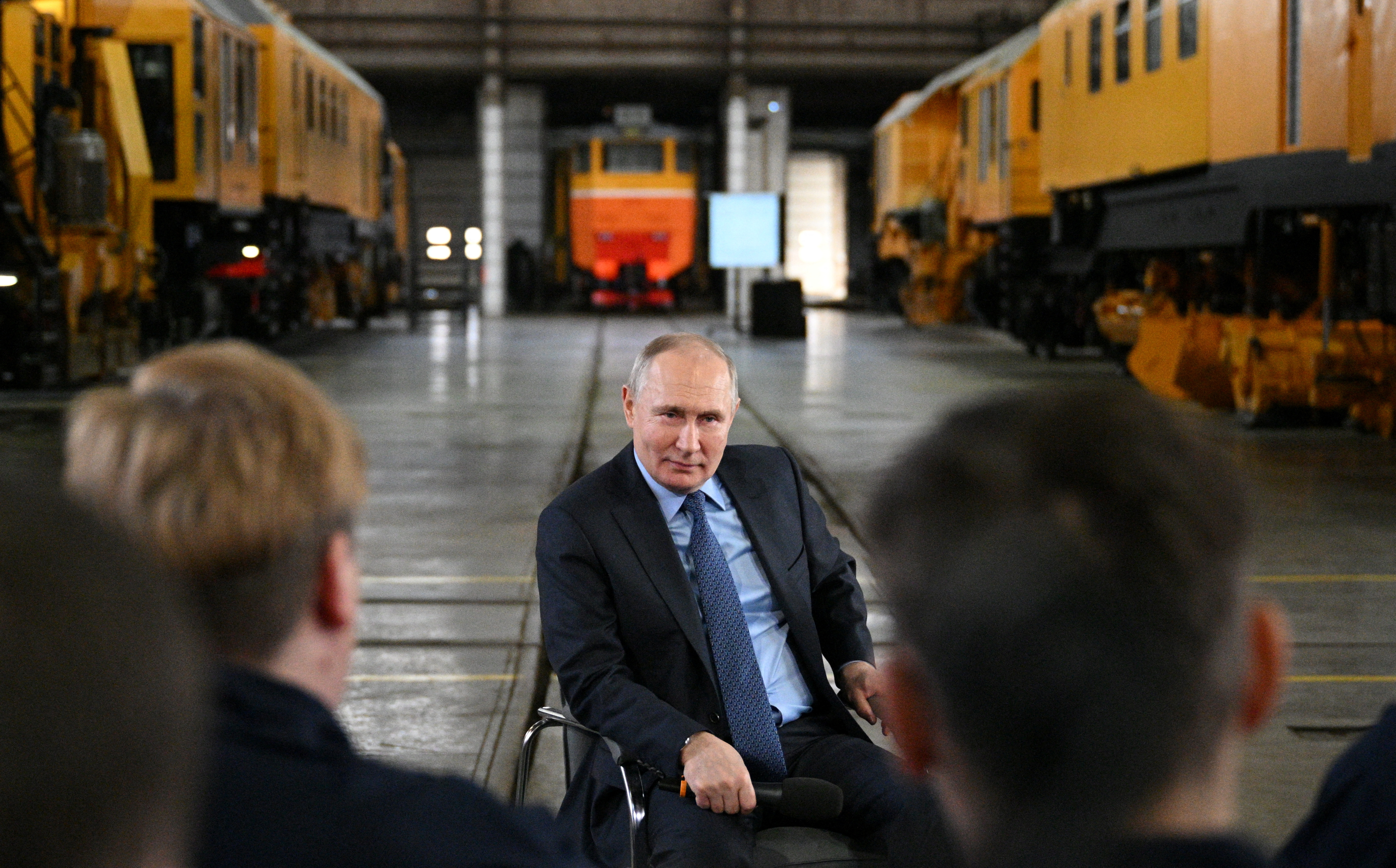 Russian President Putin visits a plant in Tula