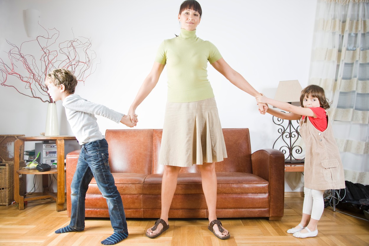 children playing with mum