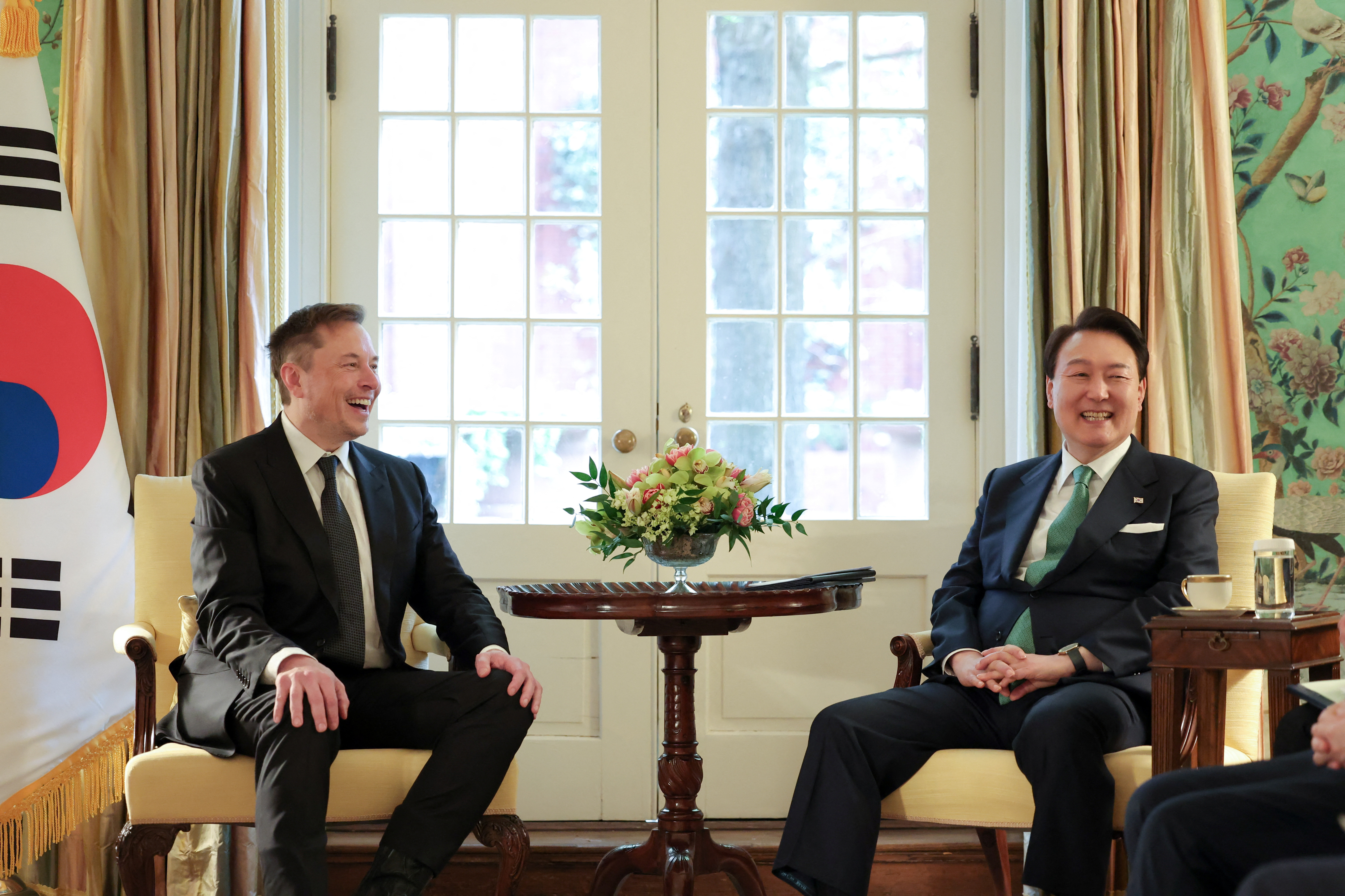 South Korea's President Yoon Suk Yeol meets with Elon Musk, CEO of SpaceX, Tesla and Twitter, in Washington