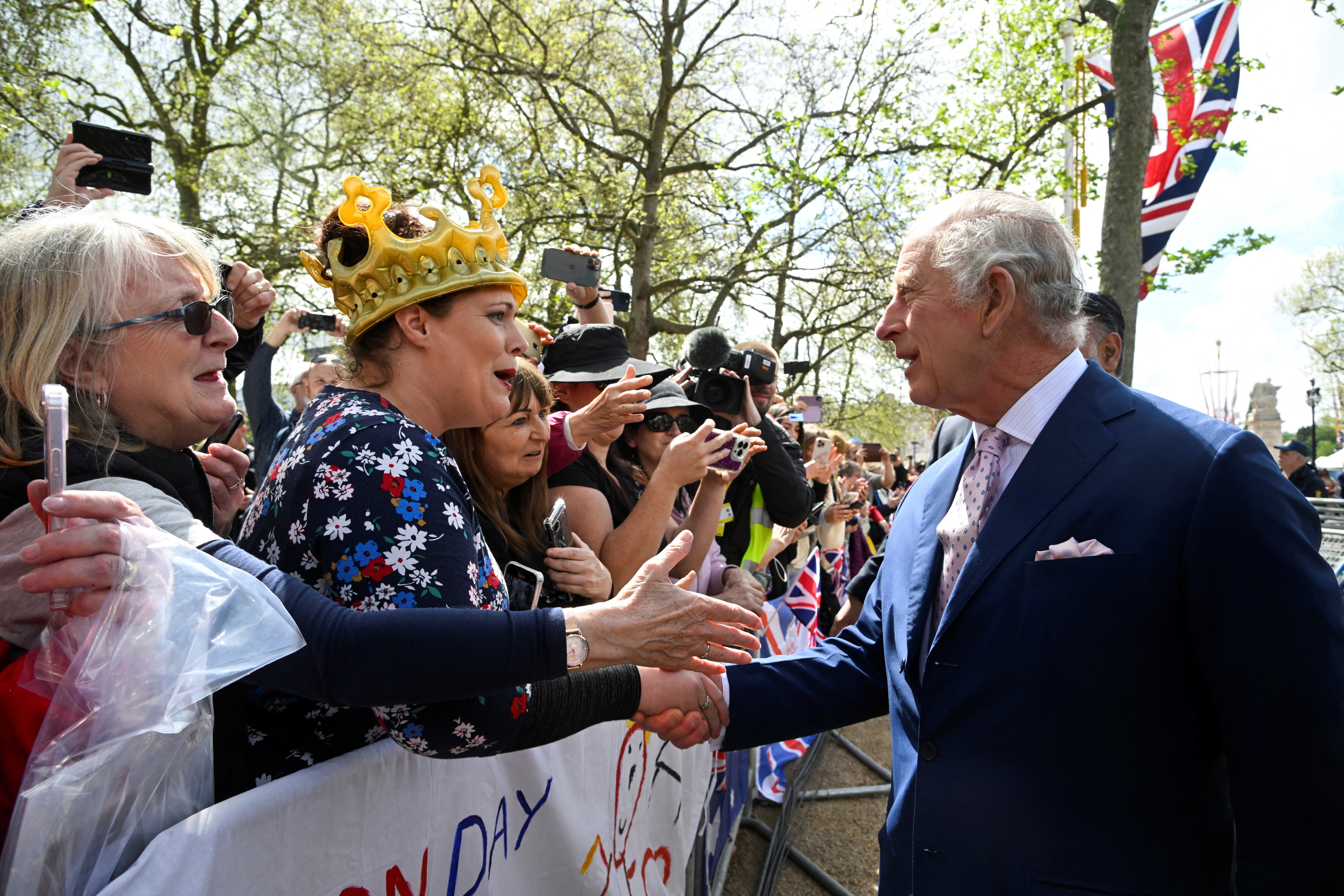A walkabout on the Mall ahead of the coronation of Britain's King Charles and Camilla, Queen Consort, in London