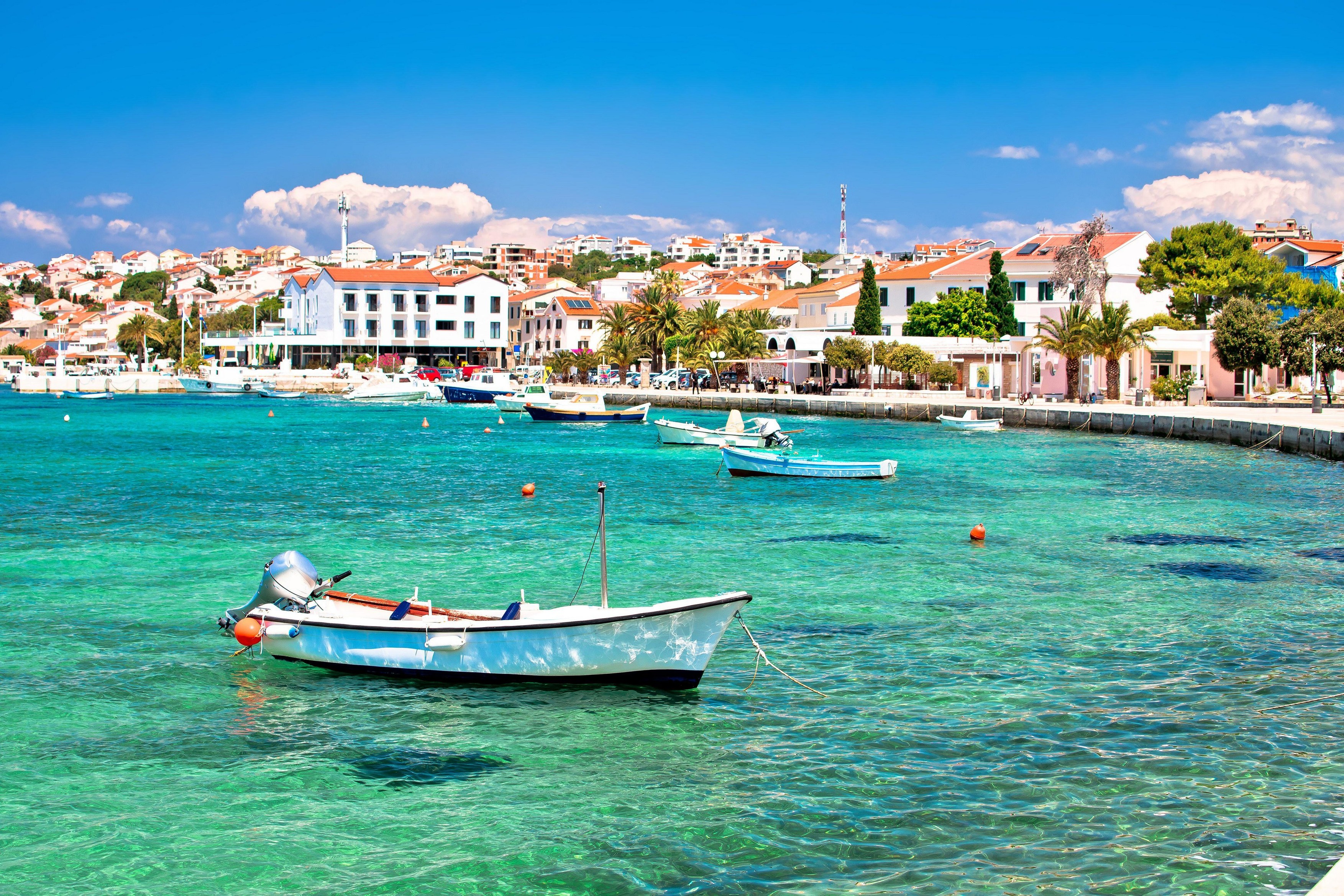 Novalja, island of Pag. Town of Novalja colorful waterfront view, Dalmatia region of Croatia