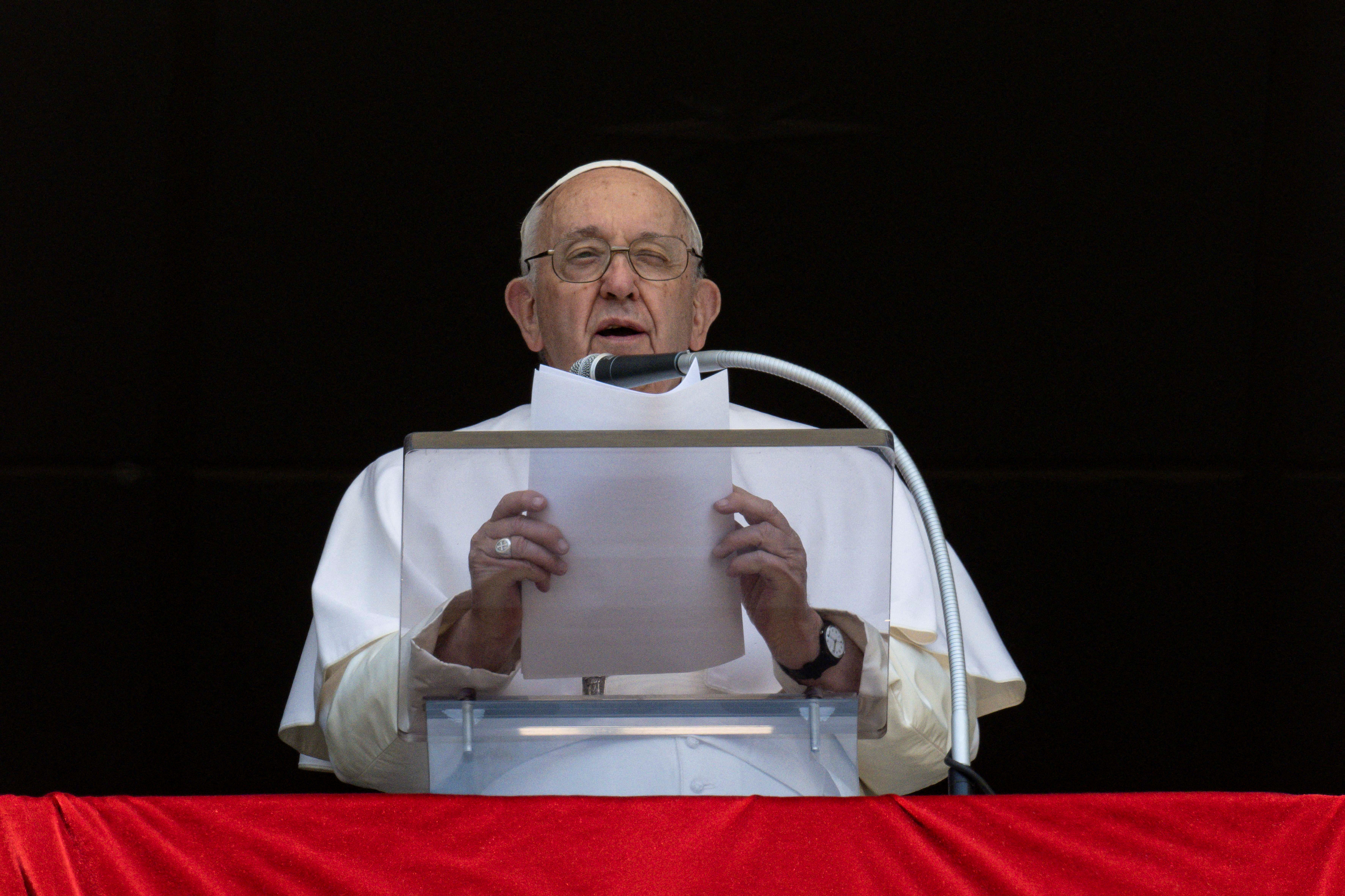 Pope Francis leads the Regina Caeli prayer at the Vatican