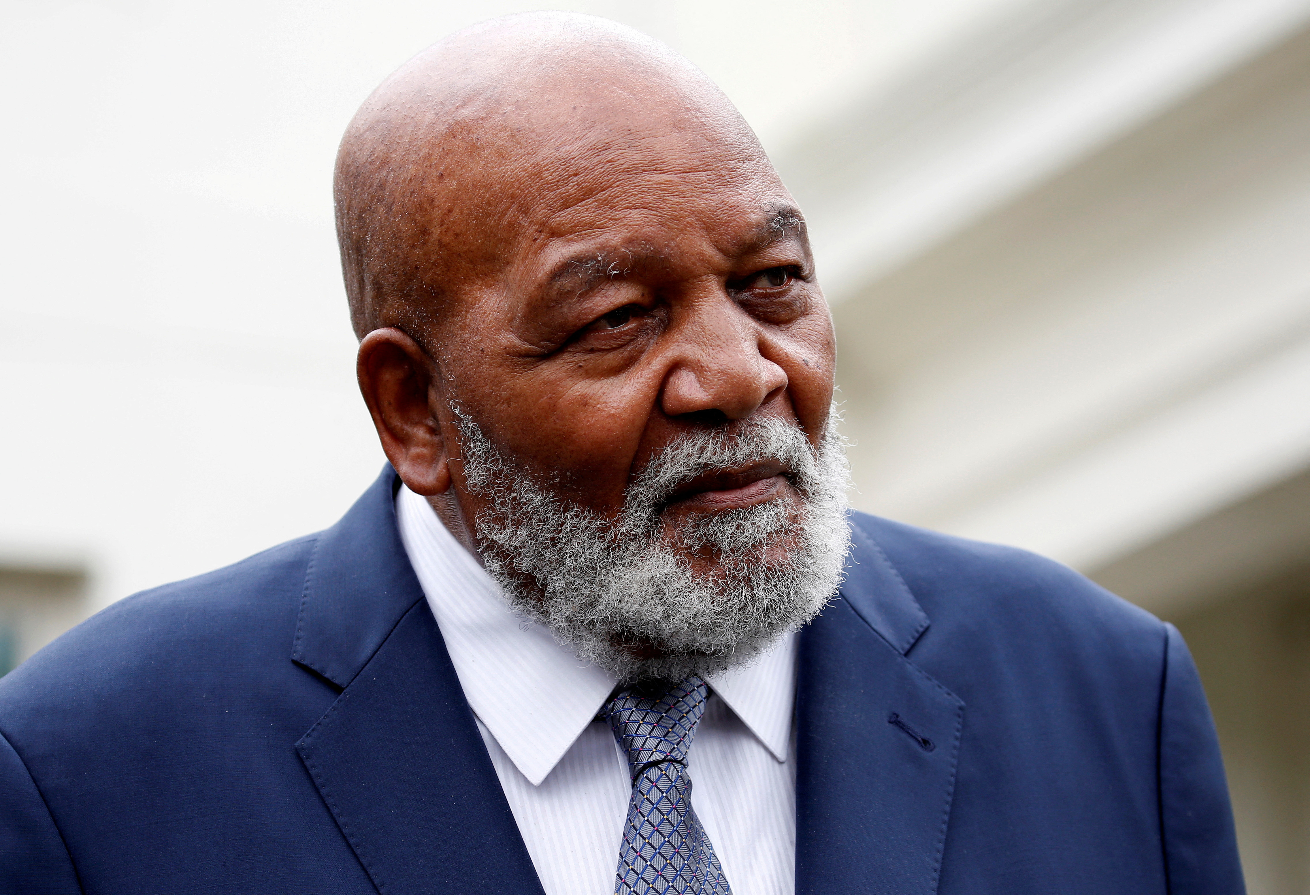 FILE PHOTO: Former NFL football player Jim Brown speaks after meeting with U.S. President Donald Trump at the White House in Washington