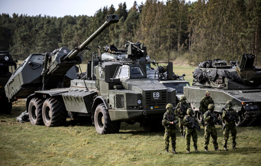 Archer Artillery System of the Boden Artillery Regiment A8 seen during the Aurora 23 military exercise at the Rinkaby firing range outside Kristianstad