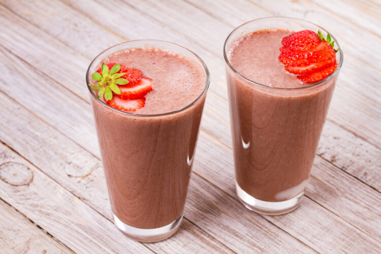 Milkshake,With,Chocolate,And,Strawberries.,Chocolate,Strawberry,Smoothie