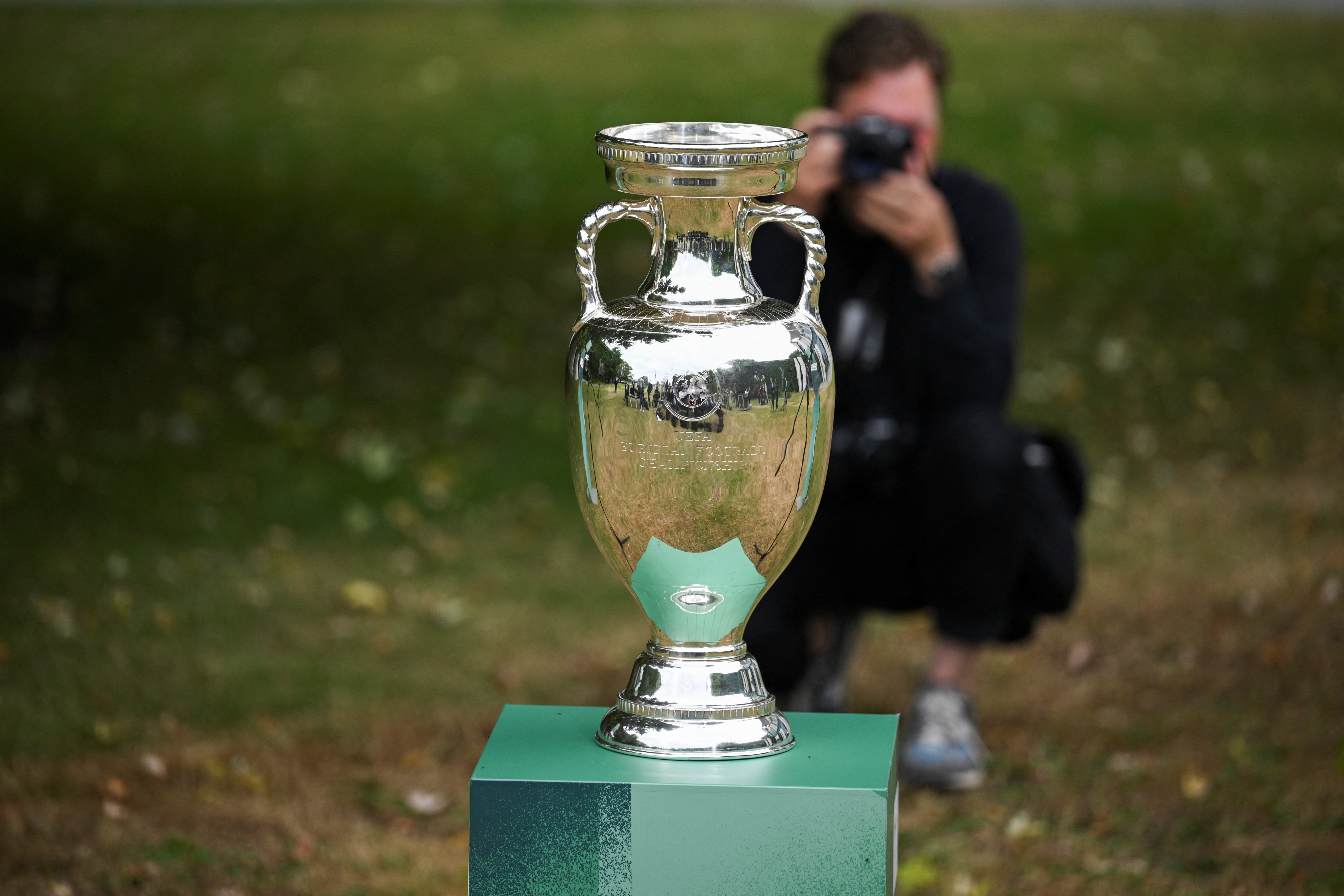 A view of the The Henri Delaunay Trophy at the Chancellery garden in Berlin