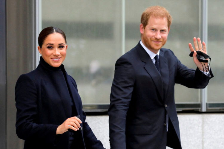 FILE PHOTO: Britain's Prince Harry and Meghan, Duke and Duchess of Sussex, visit One World Trade Center in Manhattan, New York City