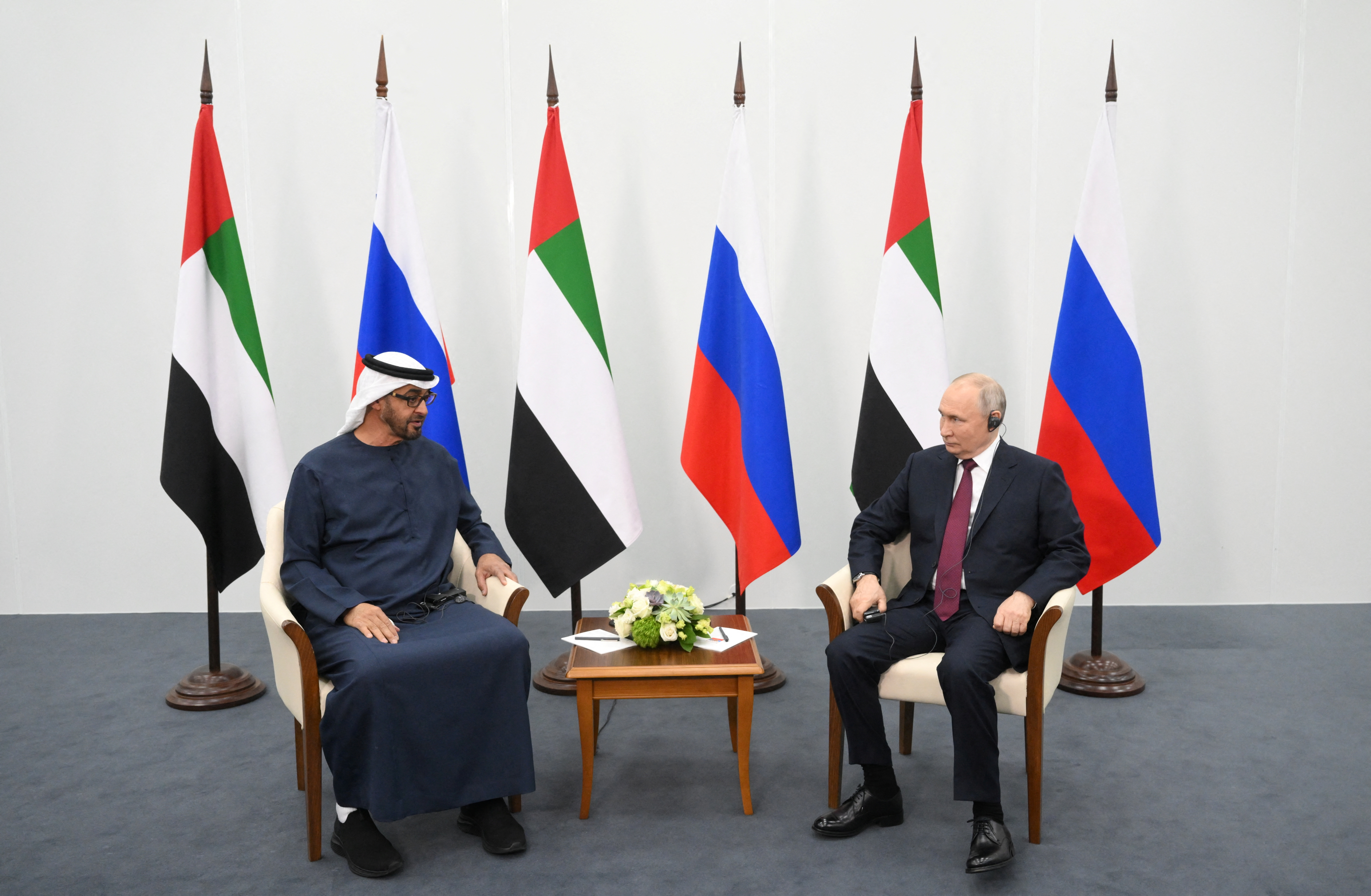 Russian President Putin and United Arab Emirates' President Al Nahyan meet in St Petersburg
