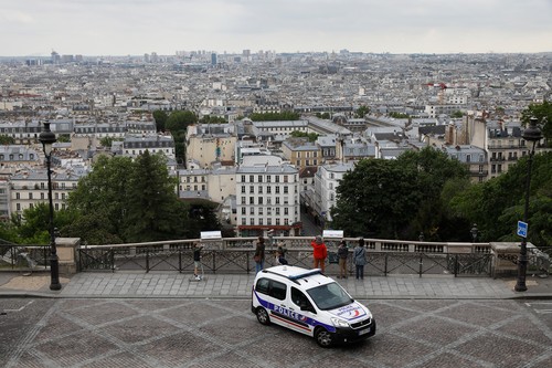 Paris, france seen from montmartre during lockdown
