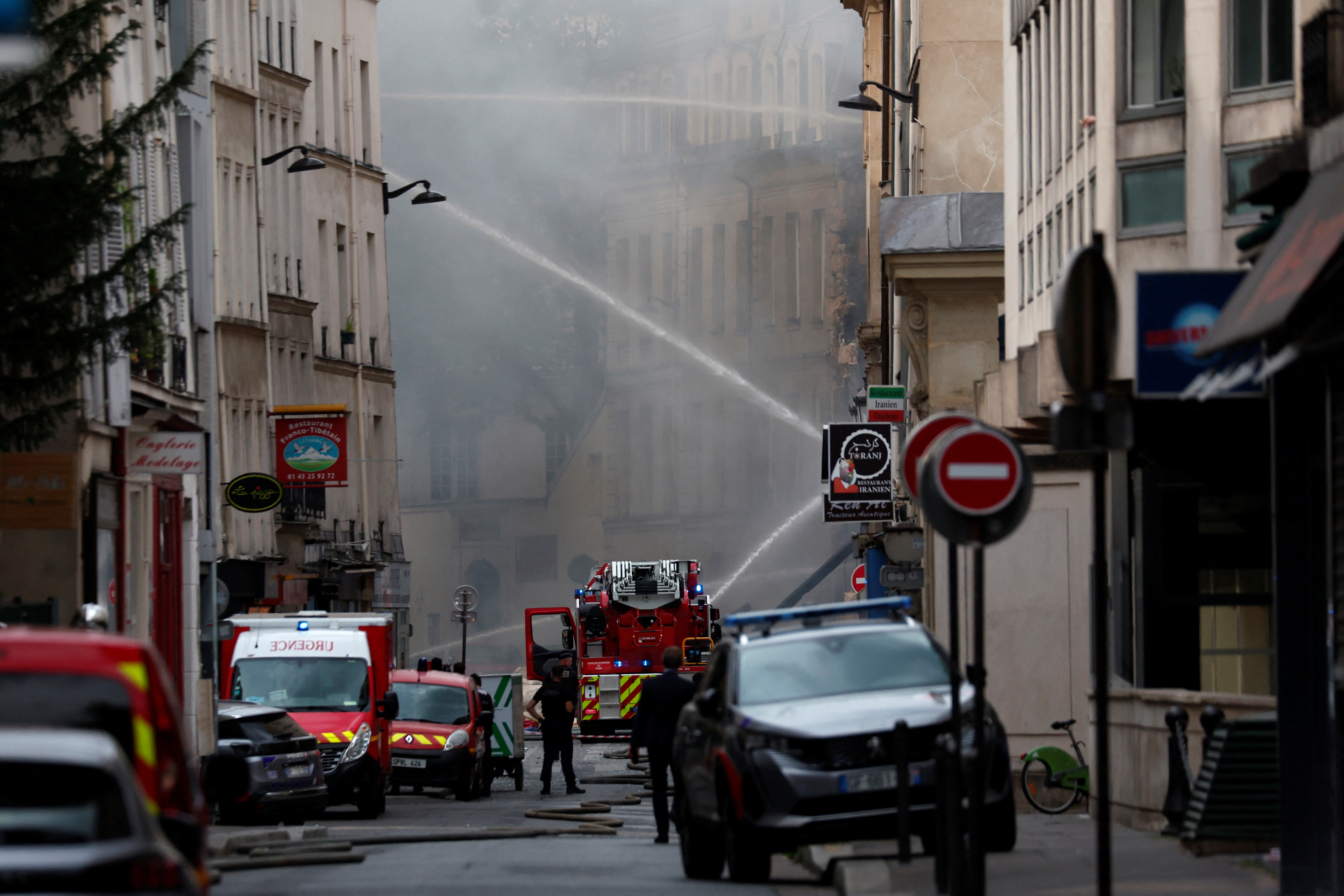 Gas explosion causes fire in central Paris