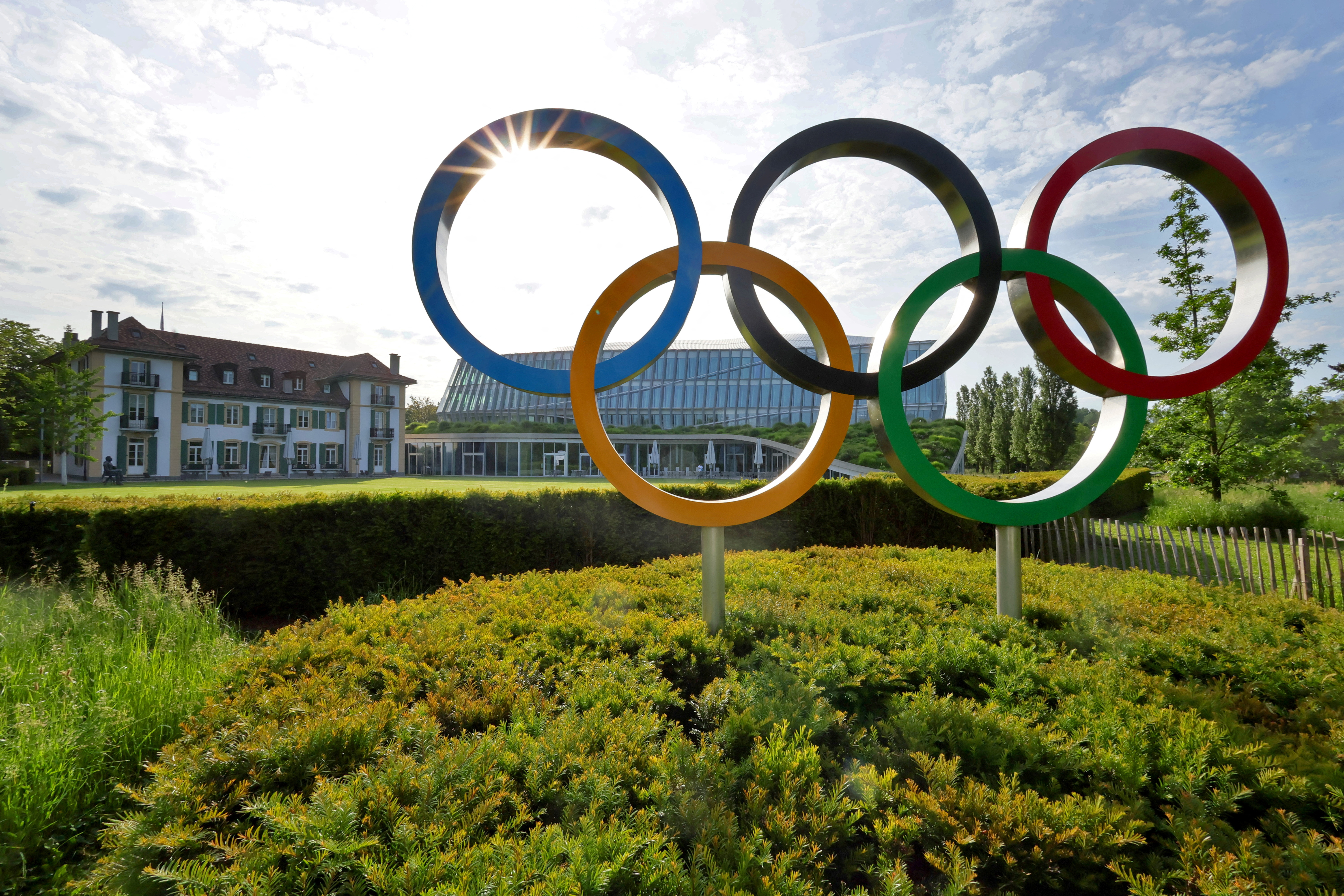 FILE PHOTO: The Olympic rings are pictured in front of the IOC headquarters in Lausanne