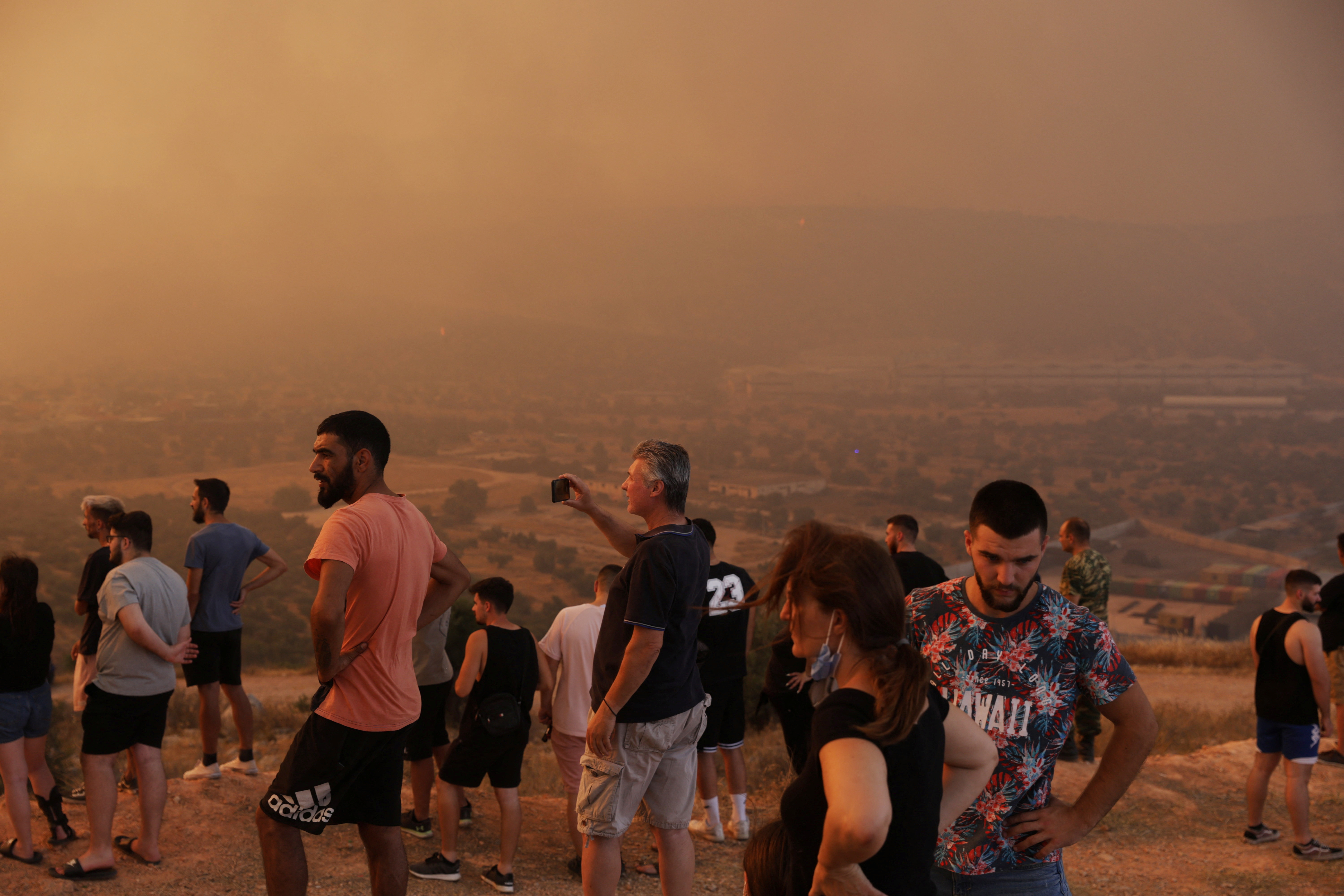 Wildfire burns in Mandra near Athens