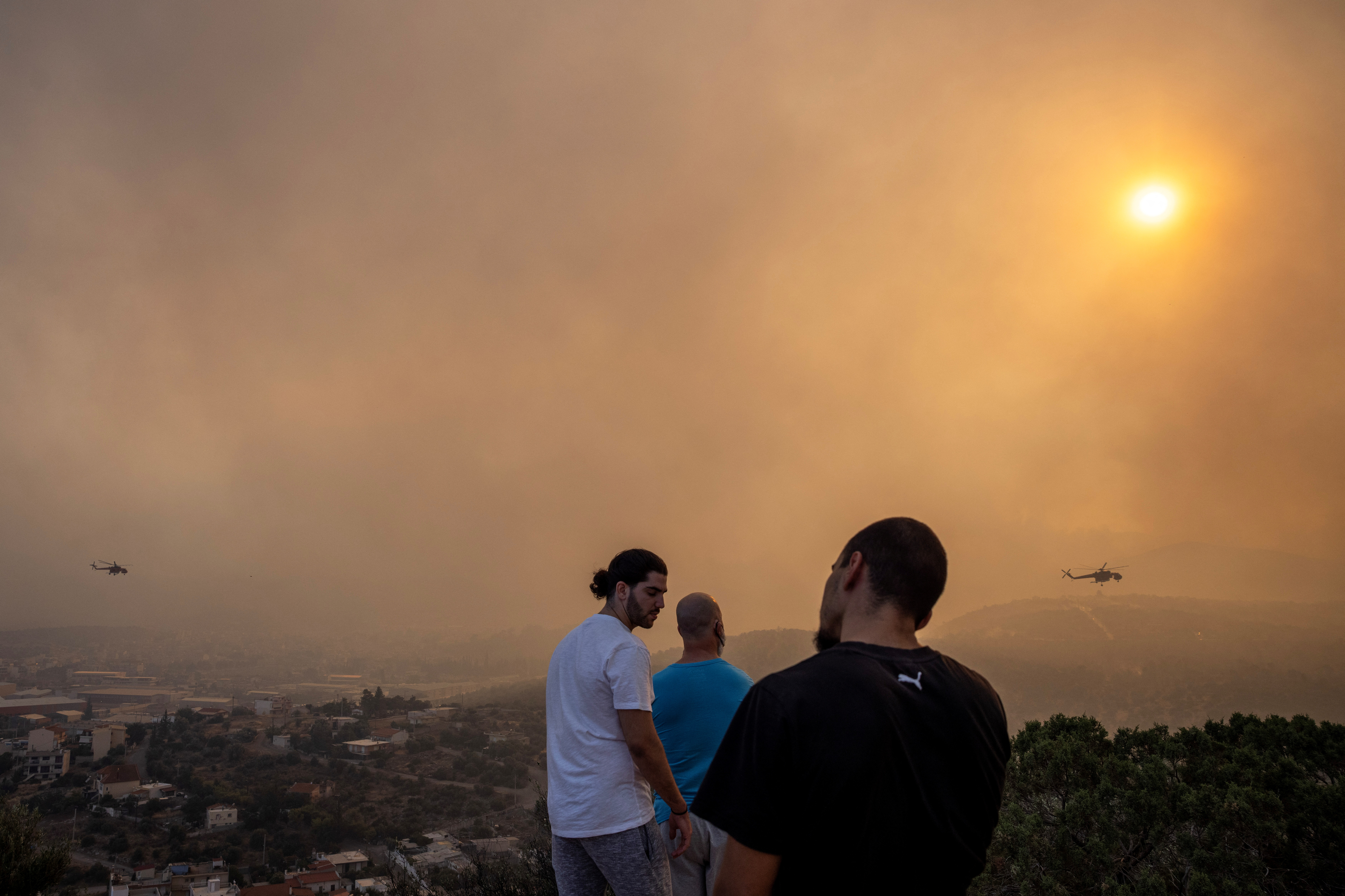 Wildfire burns in Mandra