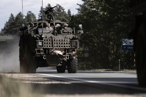 U.K. Royal Lancers, Aliwal Troop, supporting NATOs enhanced Forward Presence Battle Group Poland, along with U.S. Soldiers with 1st Battalion, 9th Cavalry Regiment, 2nd Armored Brigade Combat Team, 1st Cavalry Division, supporting the 4th Infantry Divisio