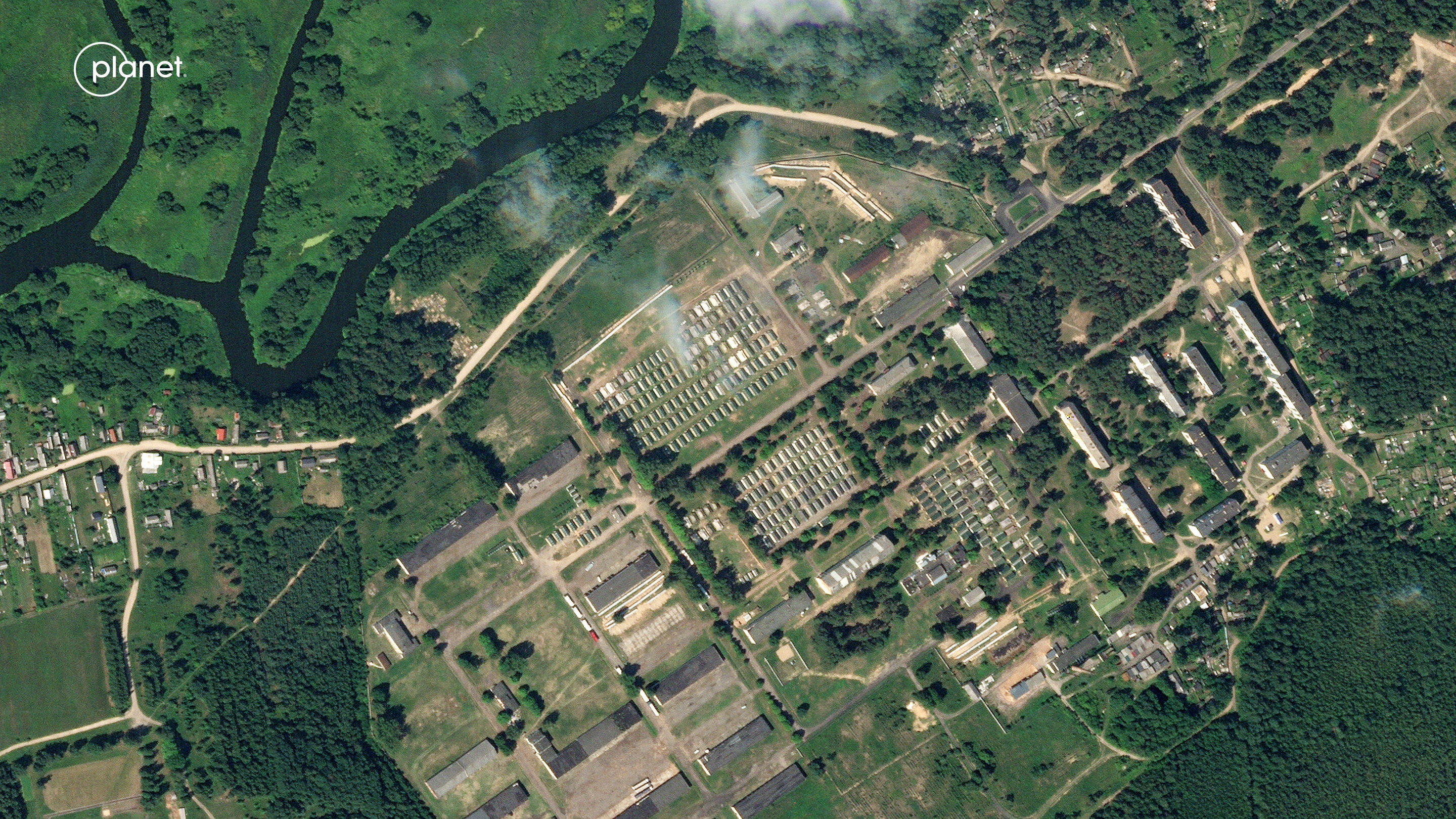 A satellite view of a military base in Tsel