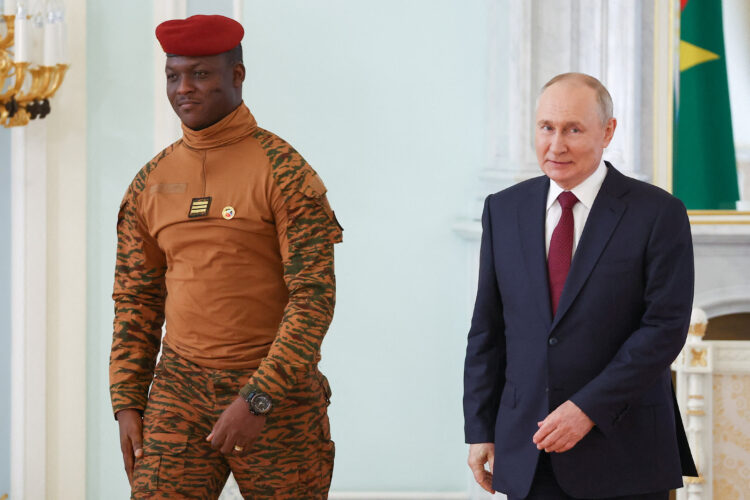 Russia's President Putin and Burkina Faso's interim President Traore meet in St Petersburg