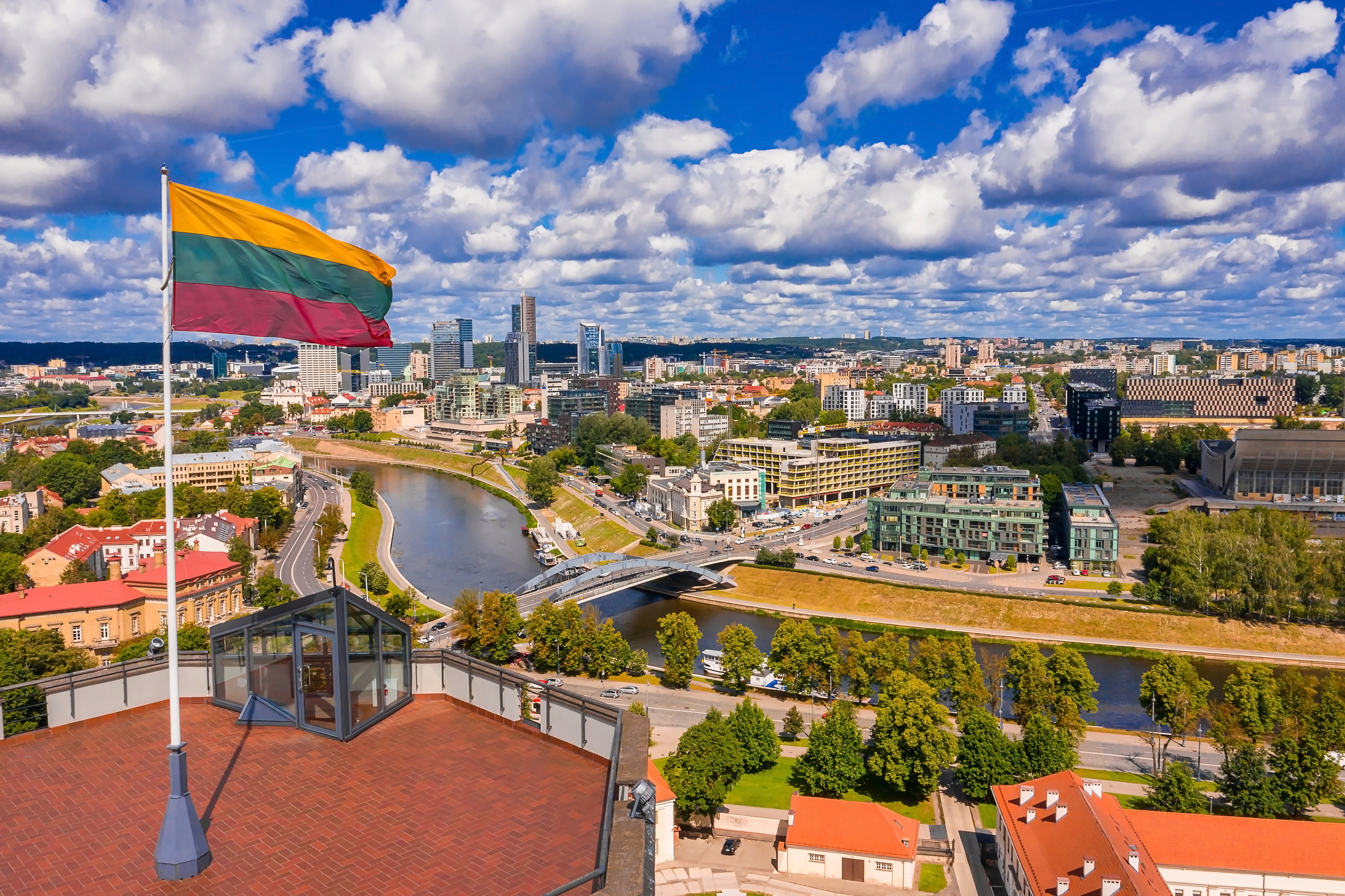 Flag,Of,Lithuania,Over,Old,Town,Of,Vilnius.