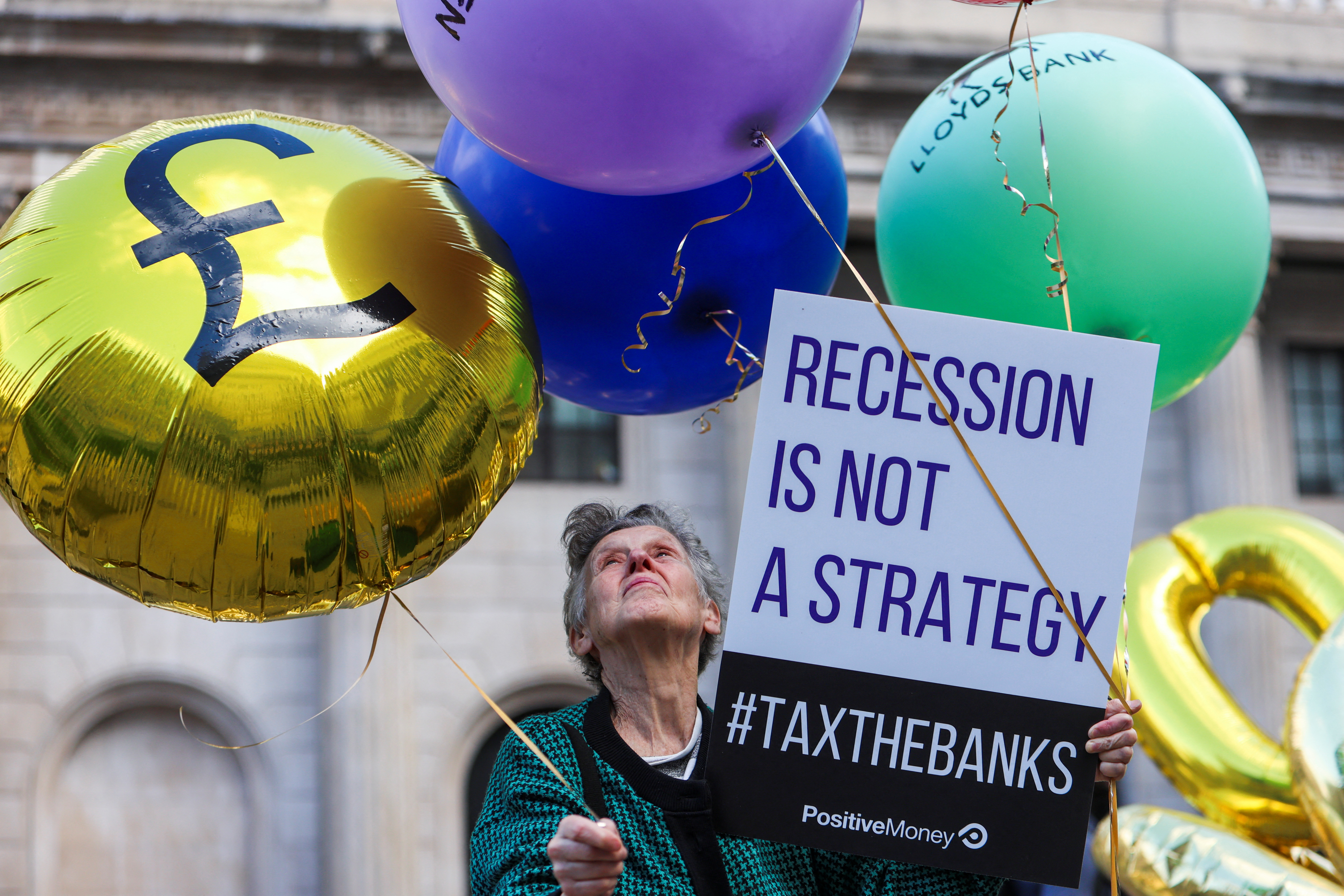 Protest outside the Bank of England ahead of rate decision