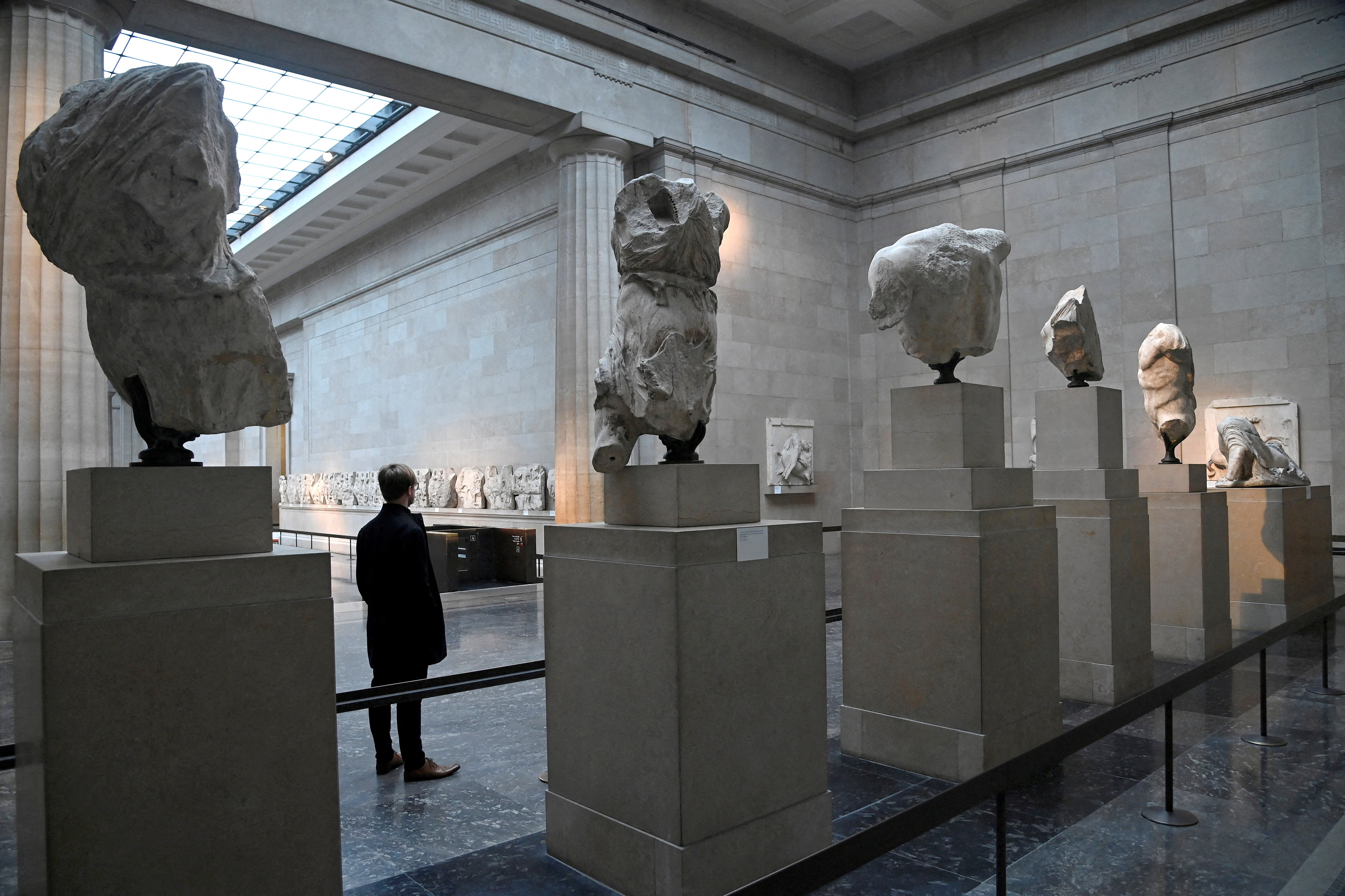 FILE PHOTO: Parthenon sculptures on display at British Museum in London