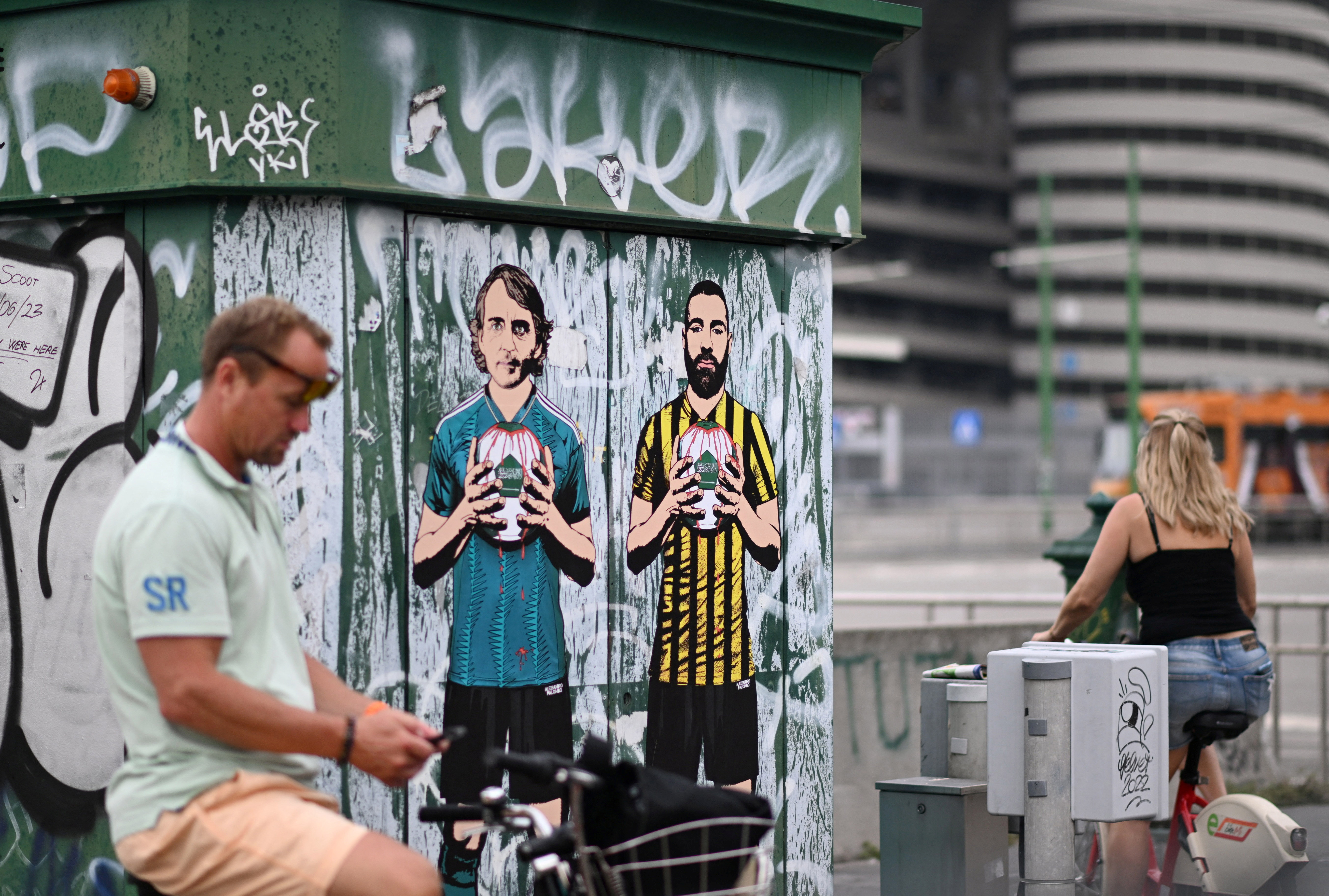 Murals outside San Siro in Milan