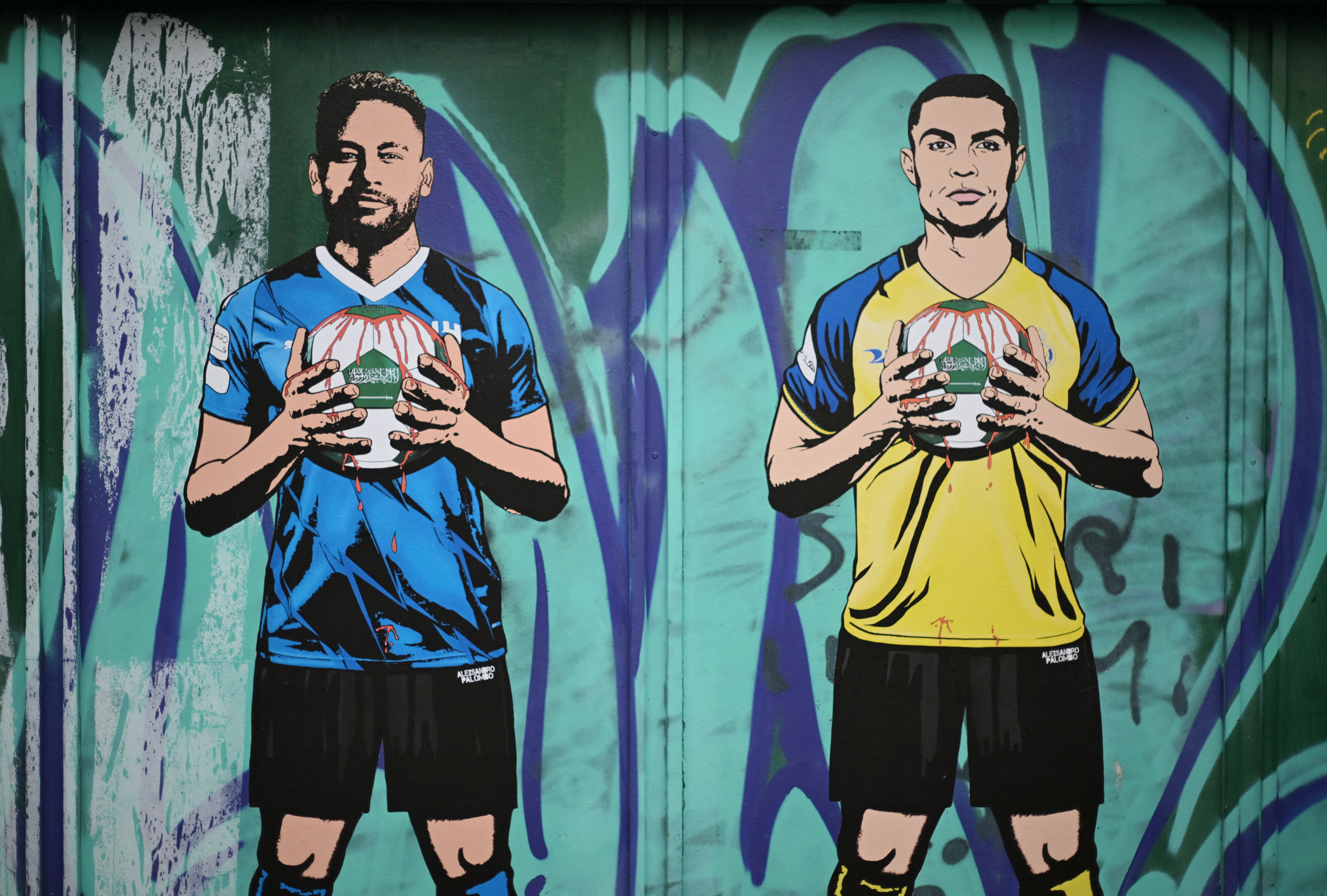 Murals outside San Siro in Milan