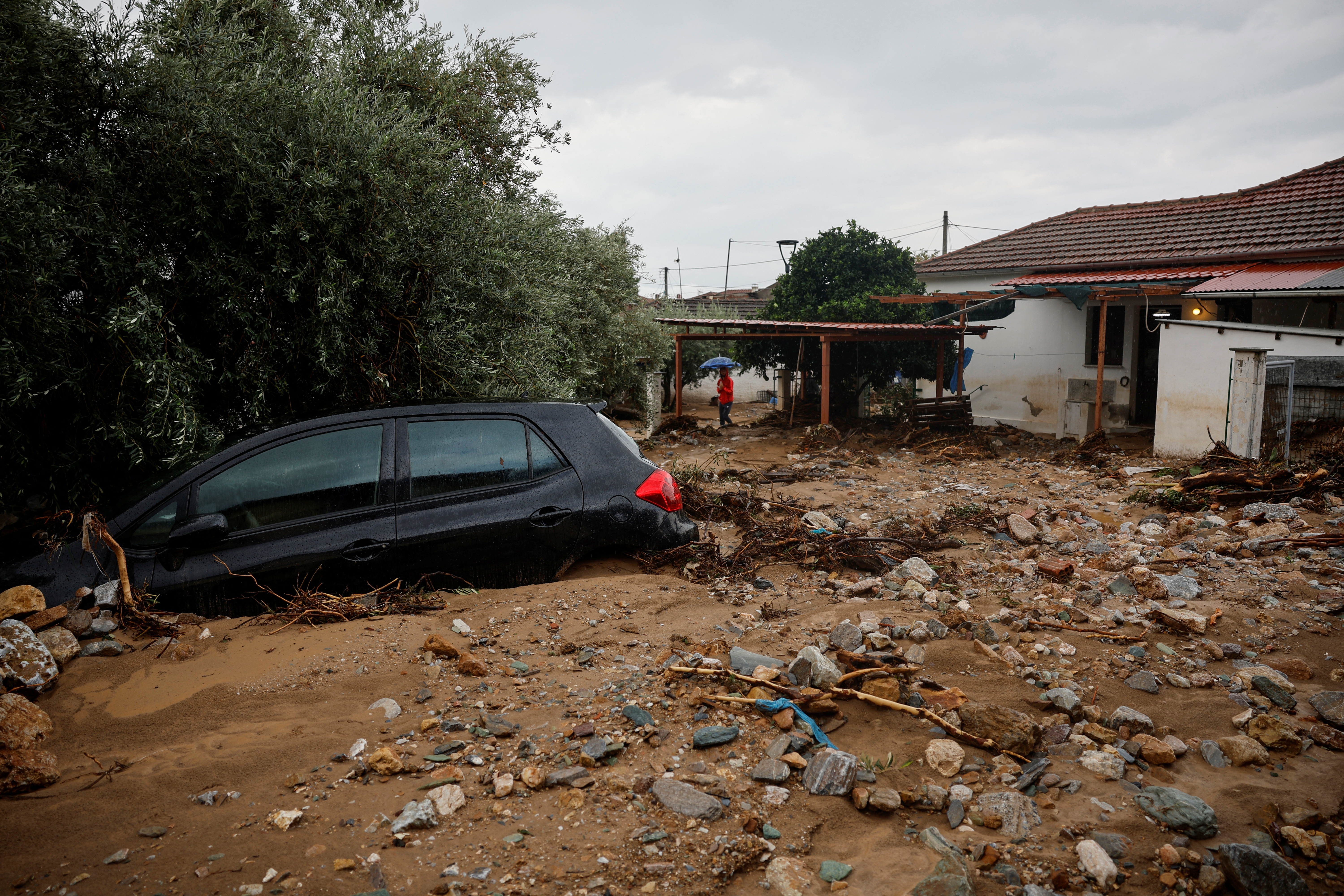 Storm Elias hits the village of Agria near Volos