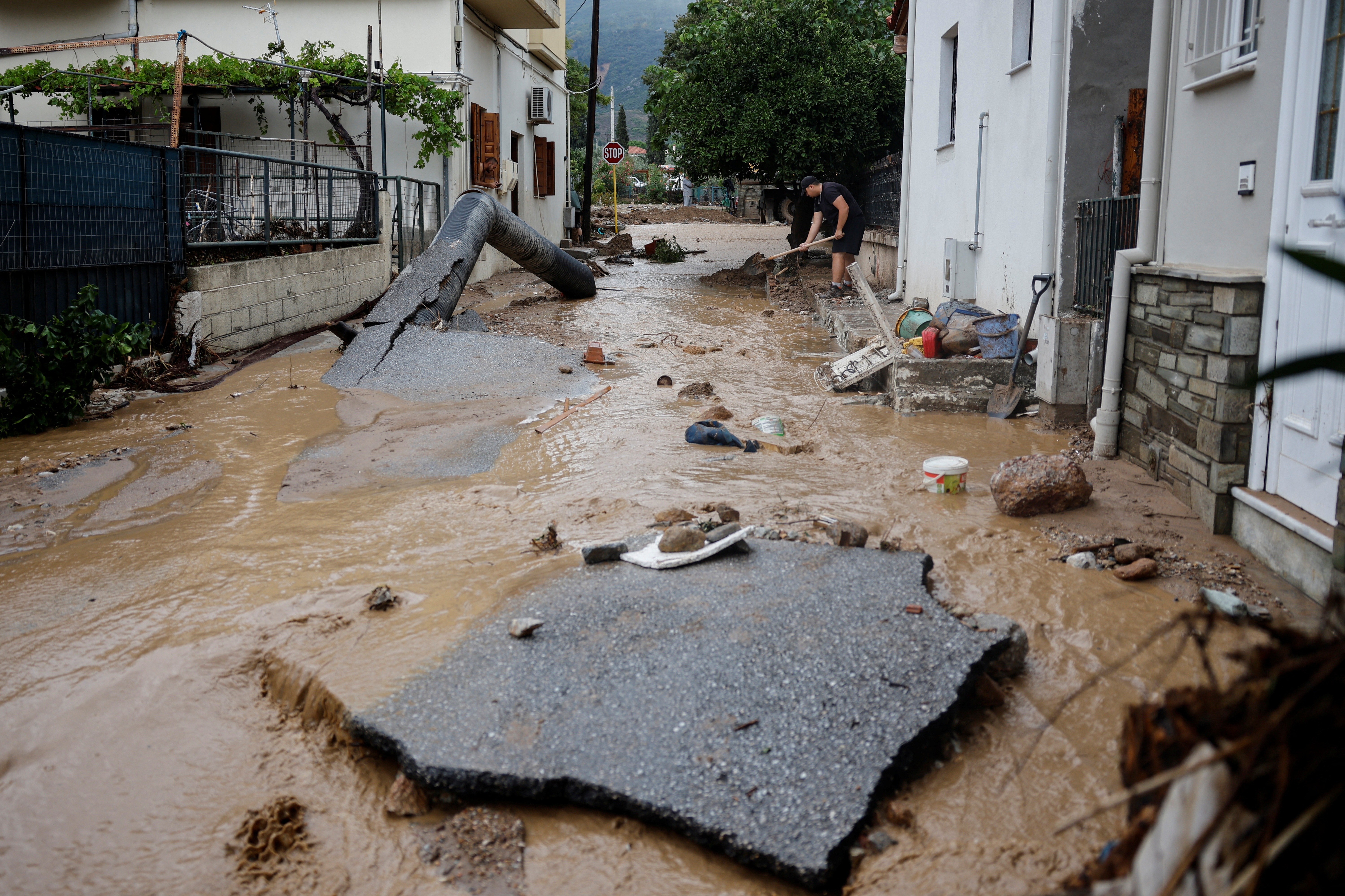Storm Elias hits the village of Agria near Volos