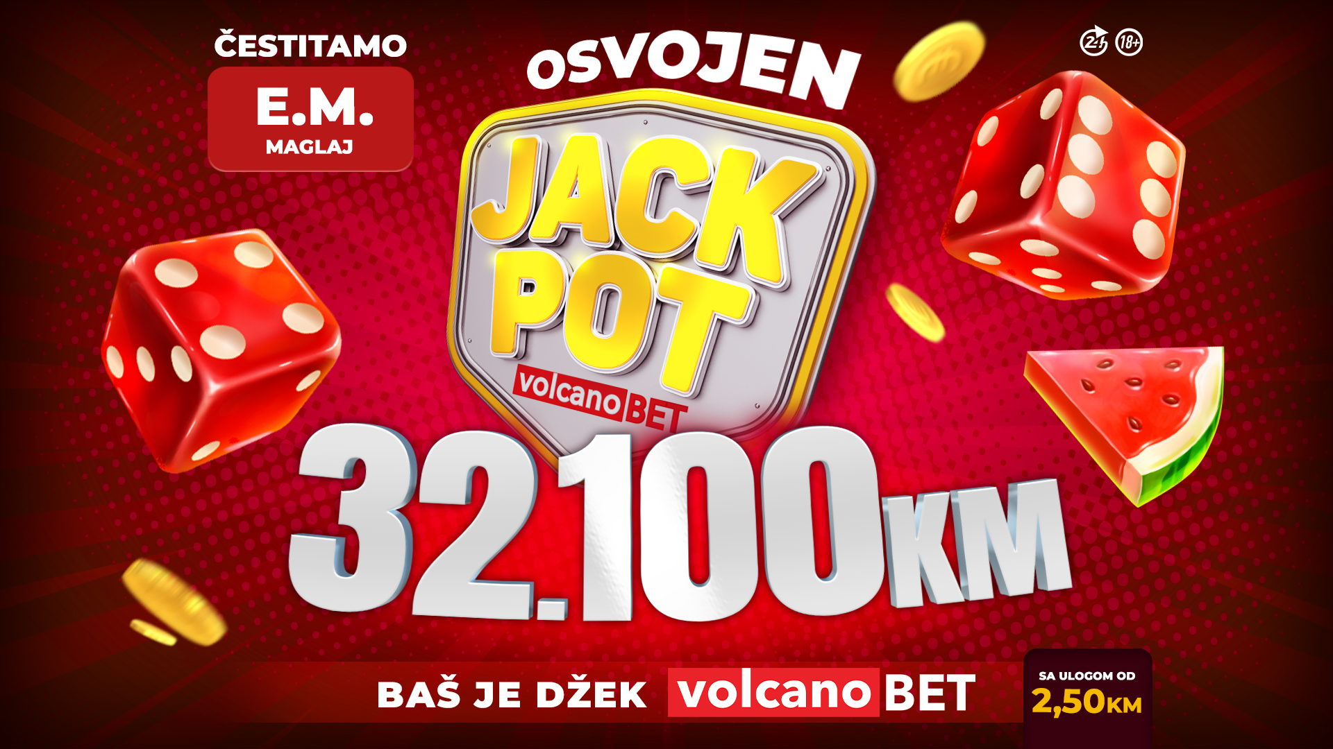 Volcano Jackpot dobitnik - PR RS