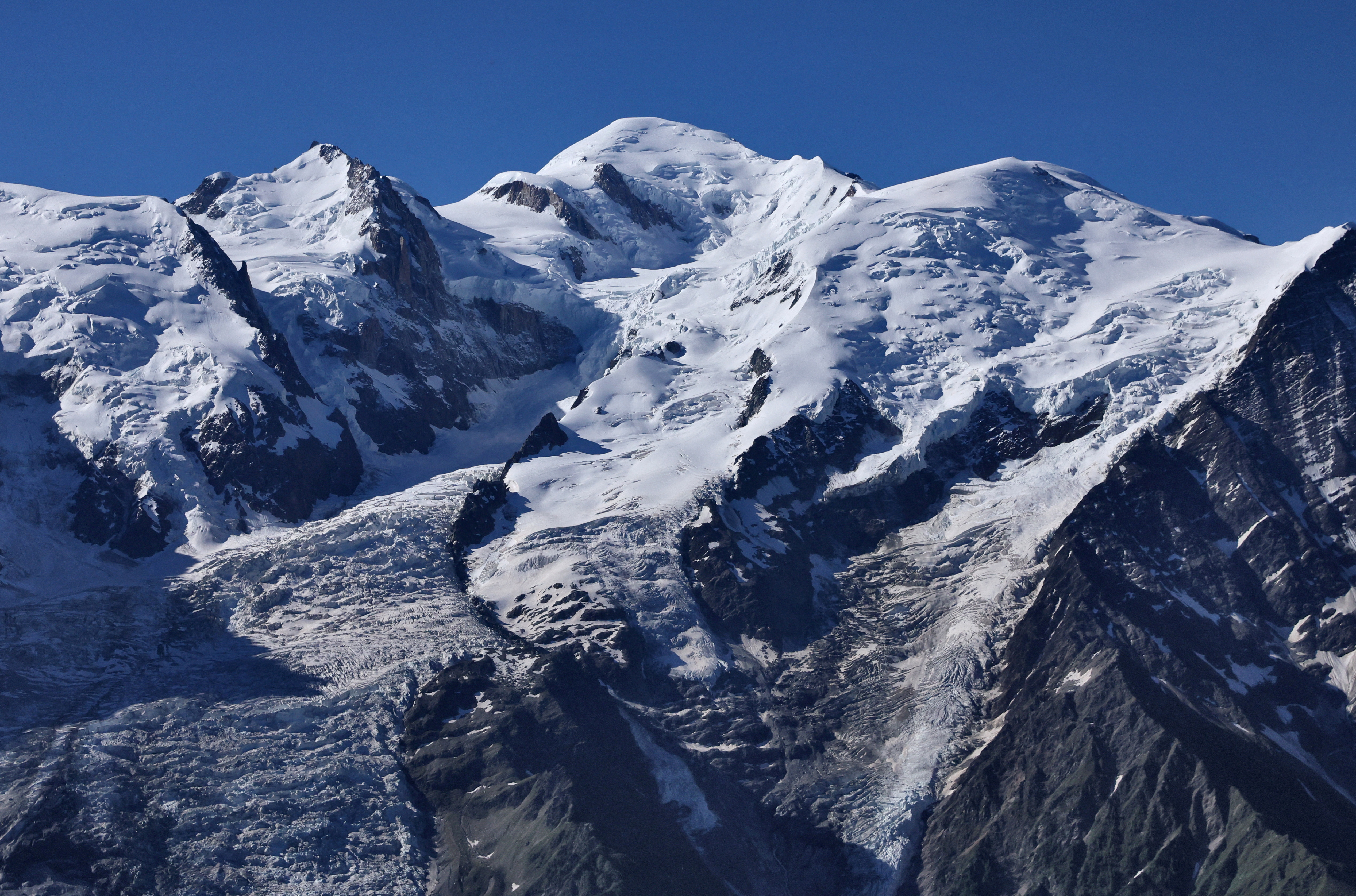 FILE PHOTO: View of the Mont Blanc mountain from Le Brevent, in Chamonix