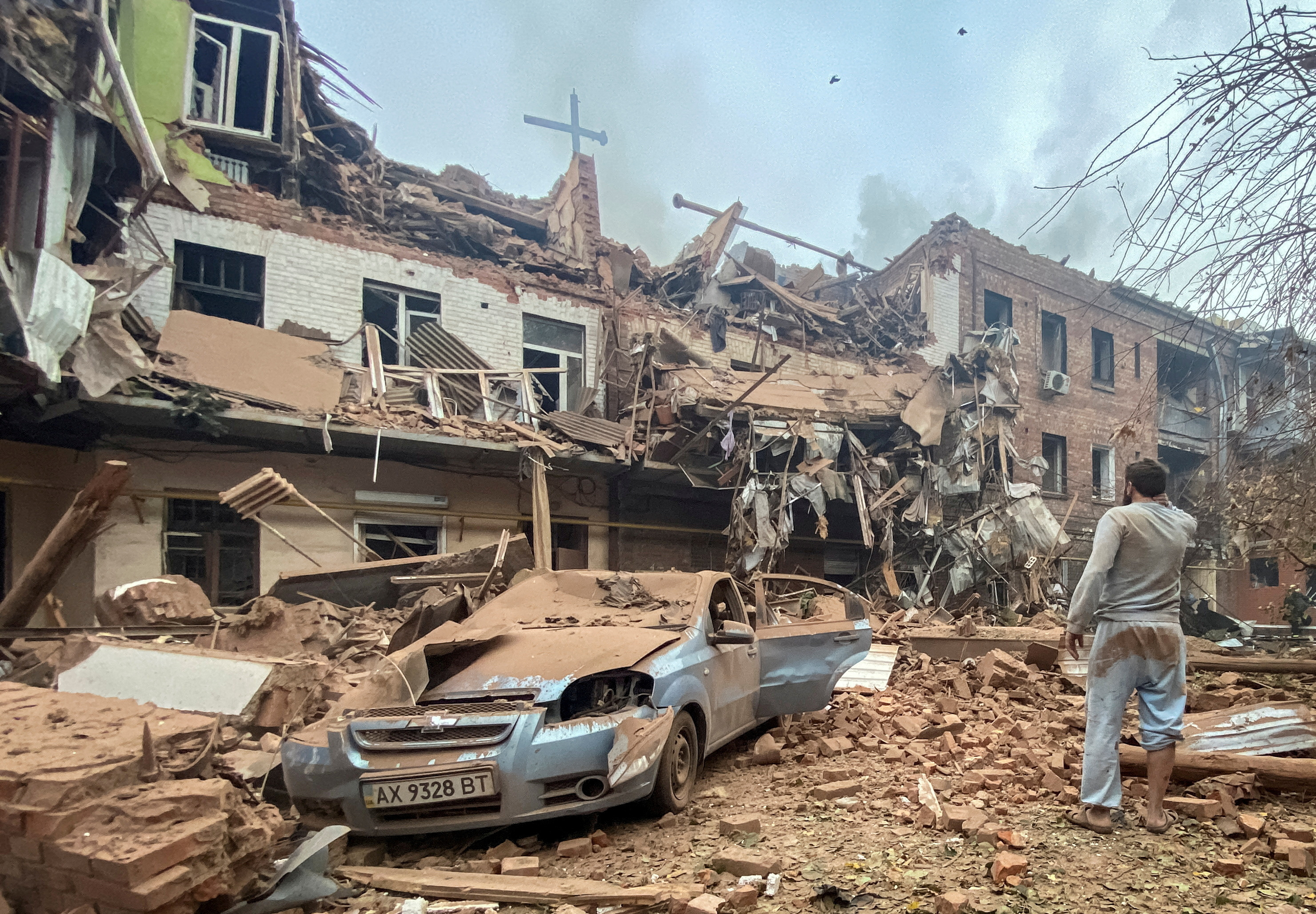 Aftermath of a Russian missile strike in Kharkiv