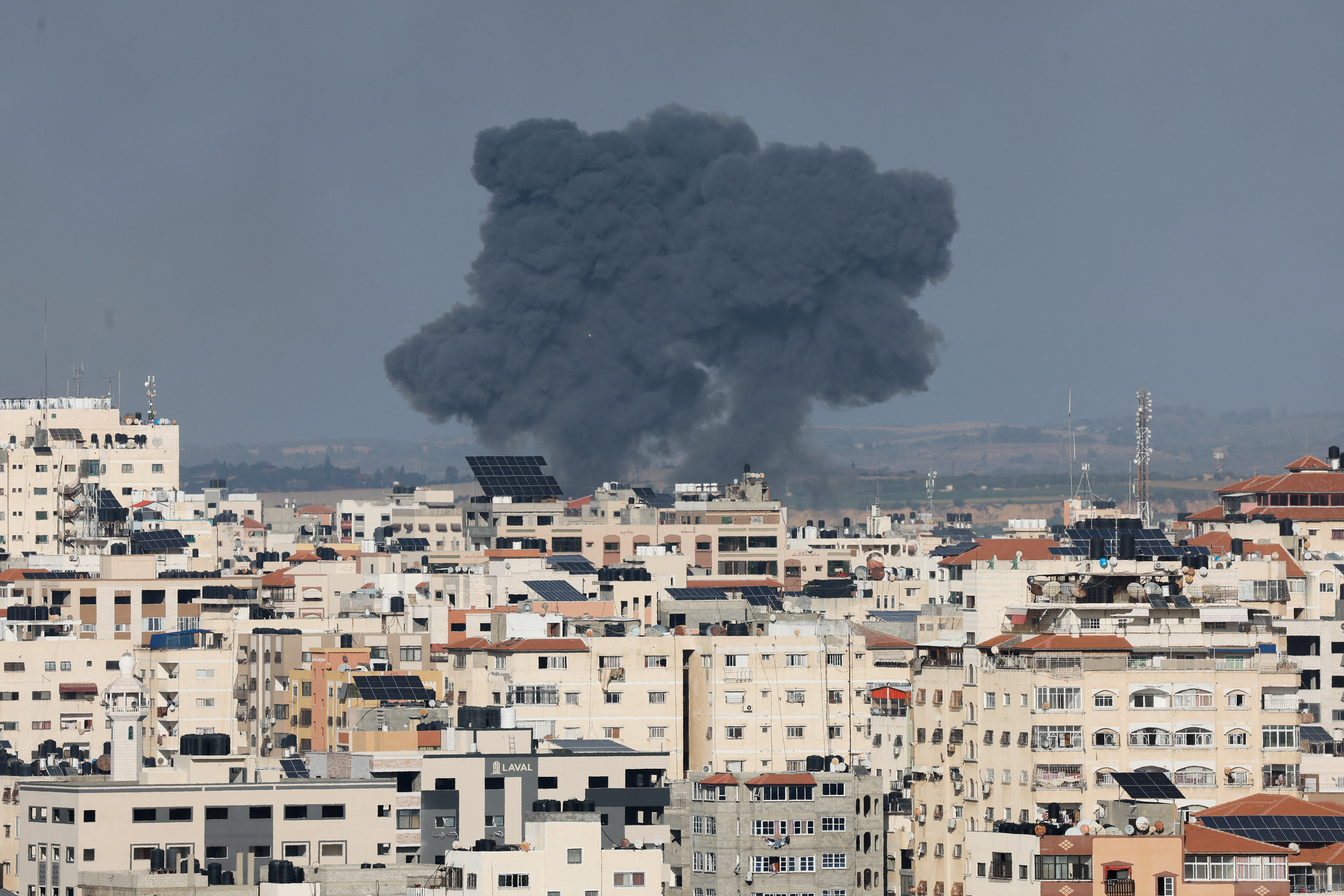 Smoke rises following Israeli strikes in Gaza