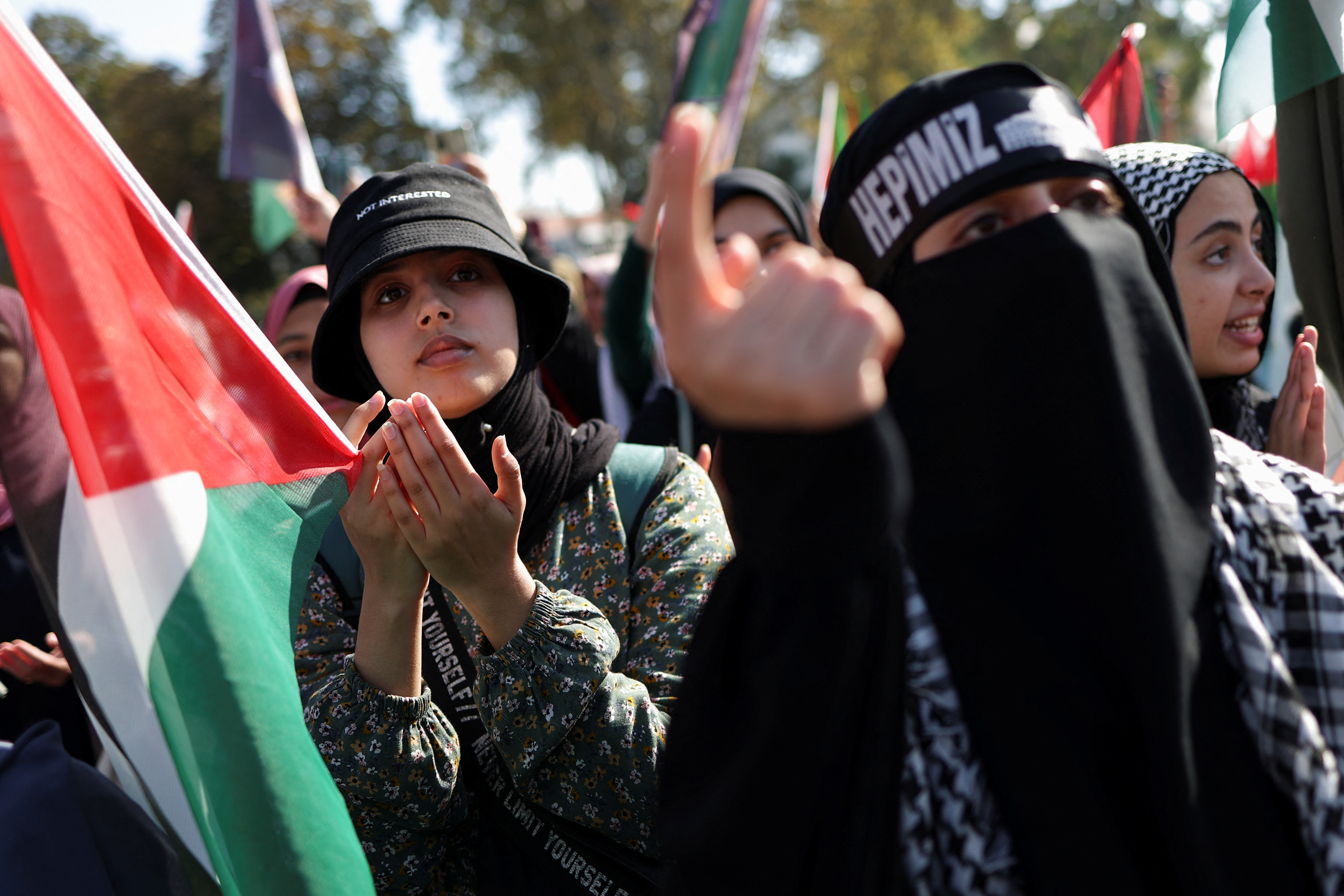 Pro-Palestinian demonstration to express solidarity with Palestinians in Gaza, in Istanbul