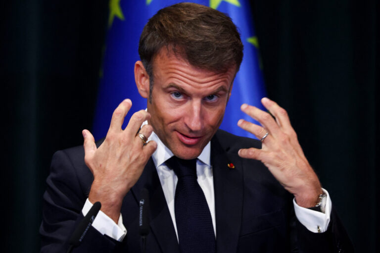 French President Emmanuel Macron and Albania's PM Edi Rama hold a press conference in Tirana