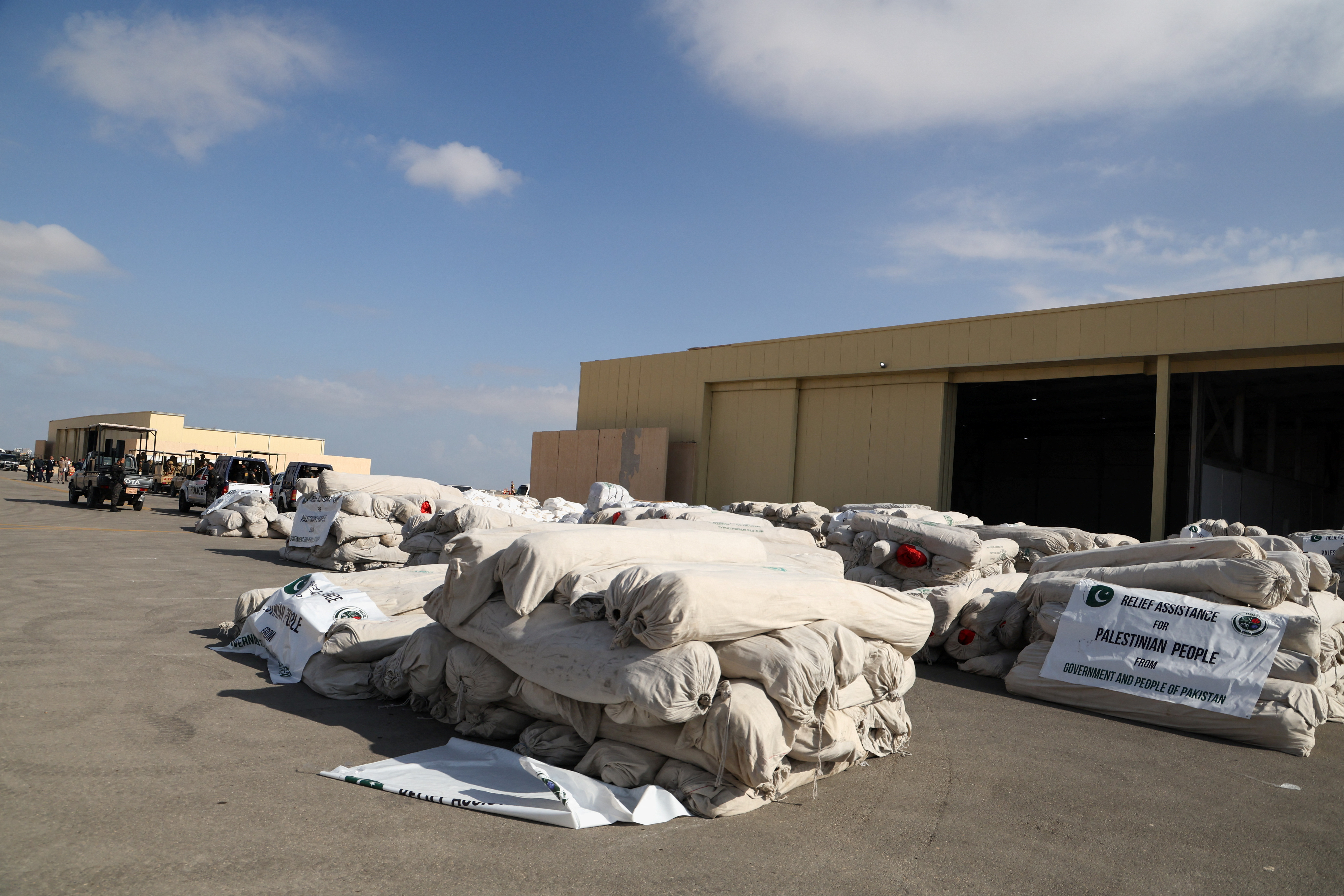 Humanitarian aid for Palestinians at Al Arish airport