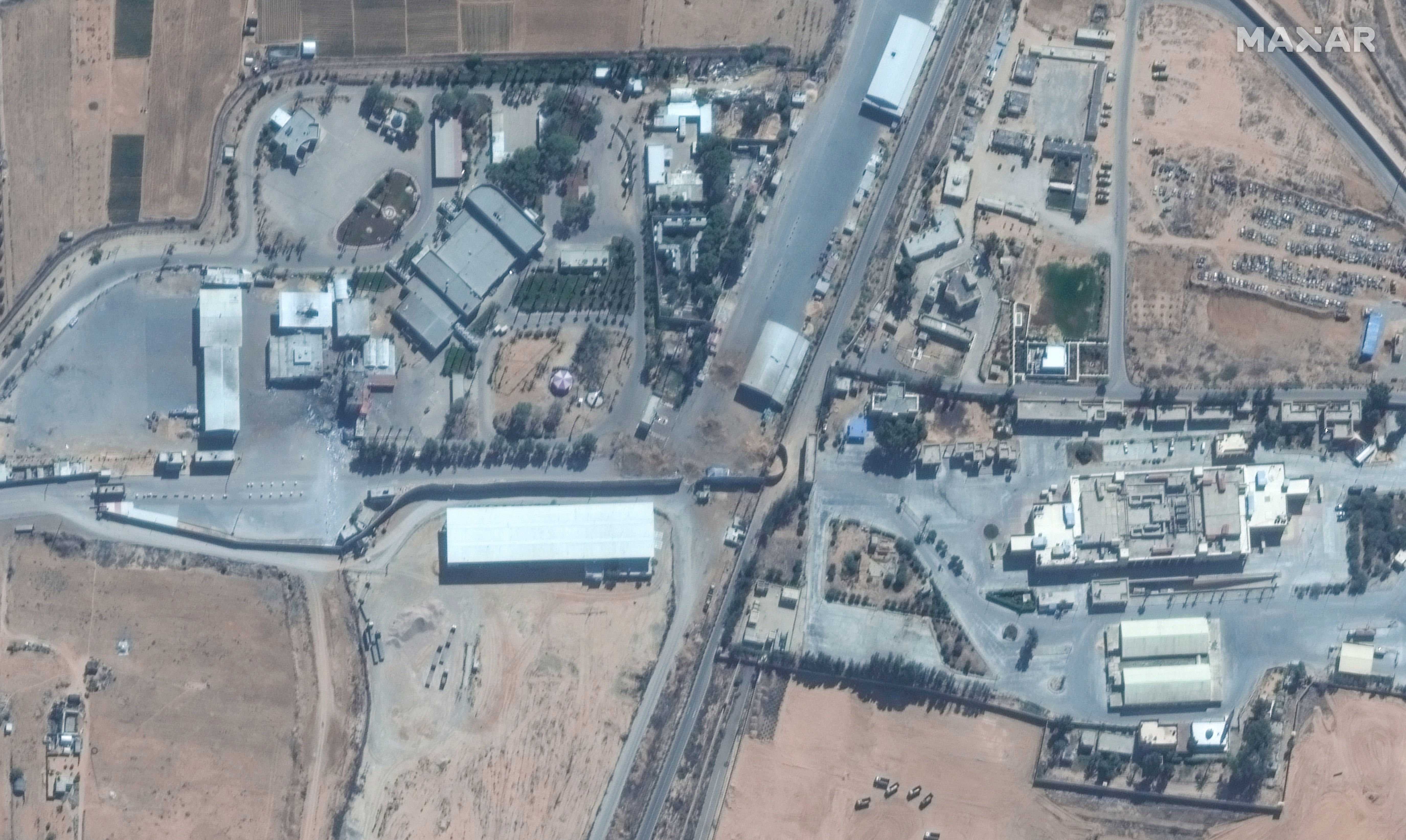 A satellite image shows the Gaza side of Rafah crossing