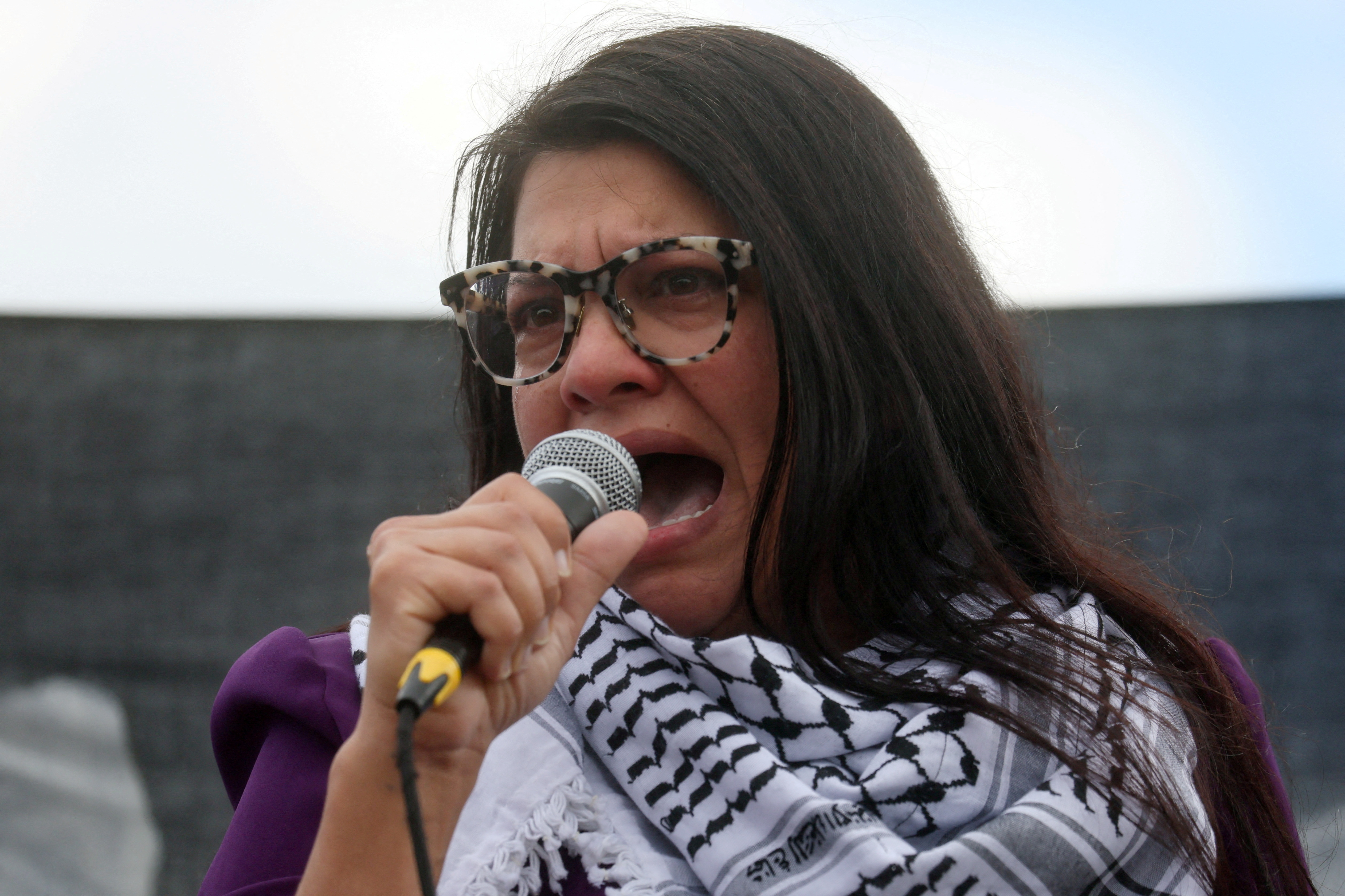 Activists calling for a ceasefire in Gaza protest outside the U.S. Capitol
