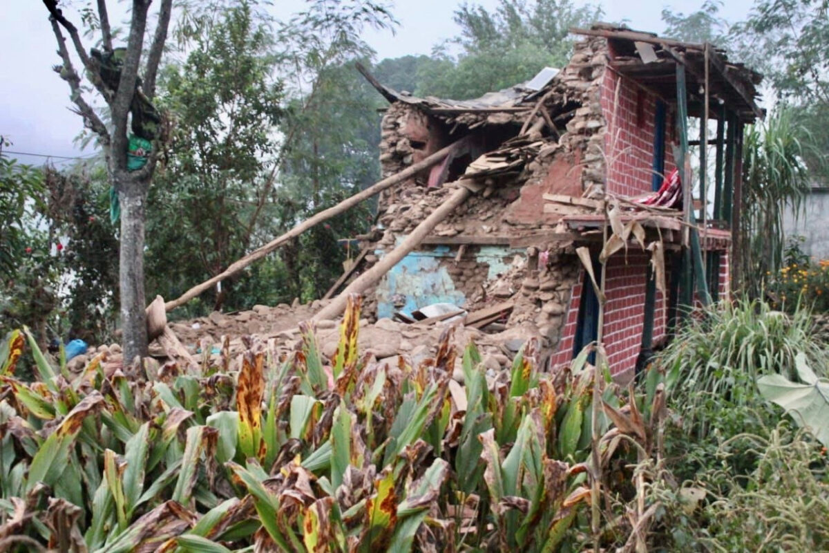 A damaged building is seen after an earthquake in Jajarkot