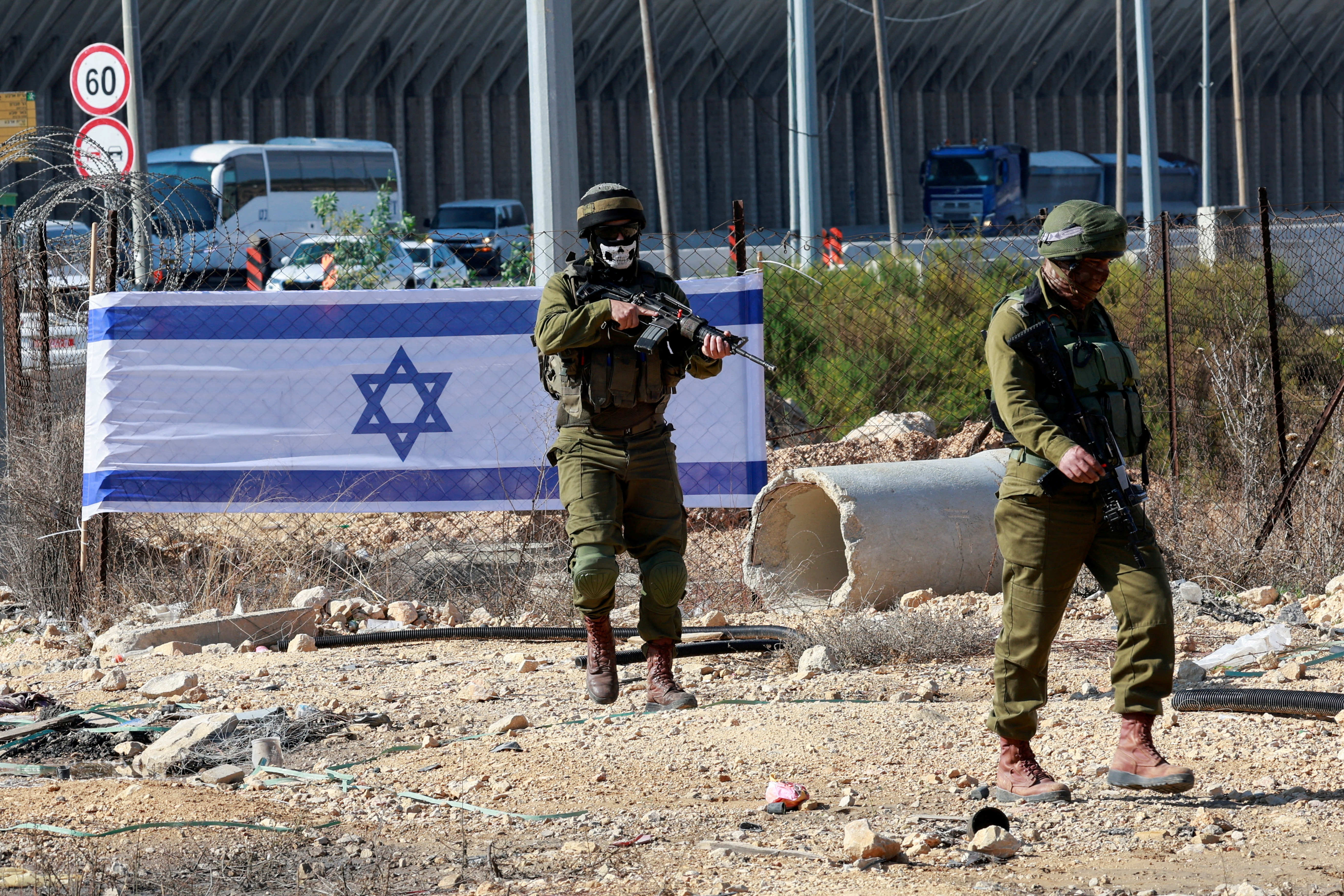 Aftermath of a violent incident at a checkpoint between Bethlehem and Jerusalem